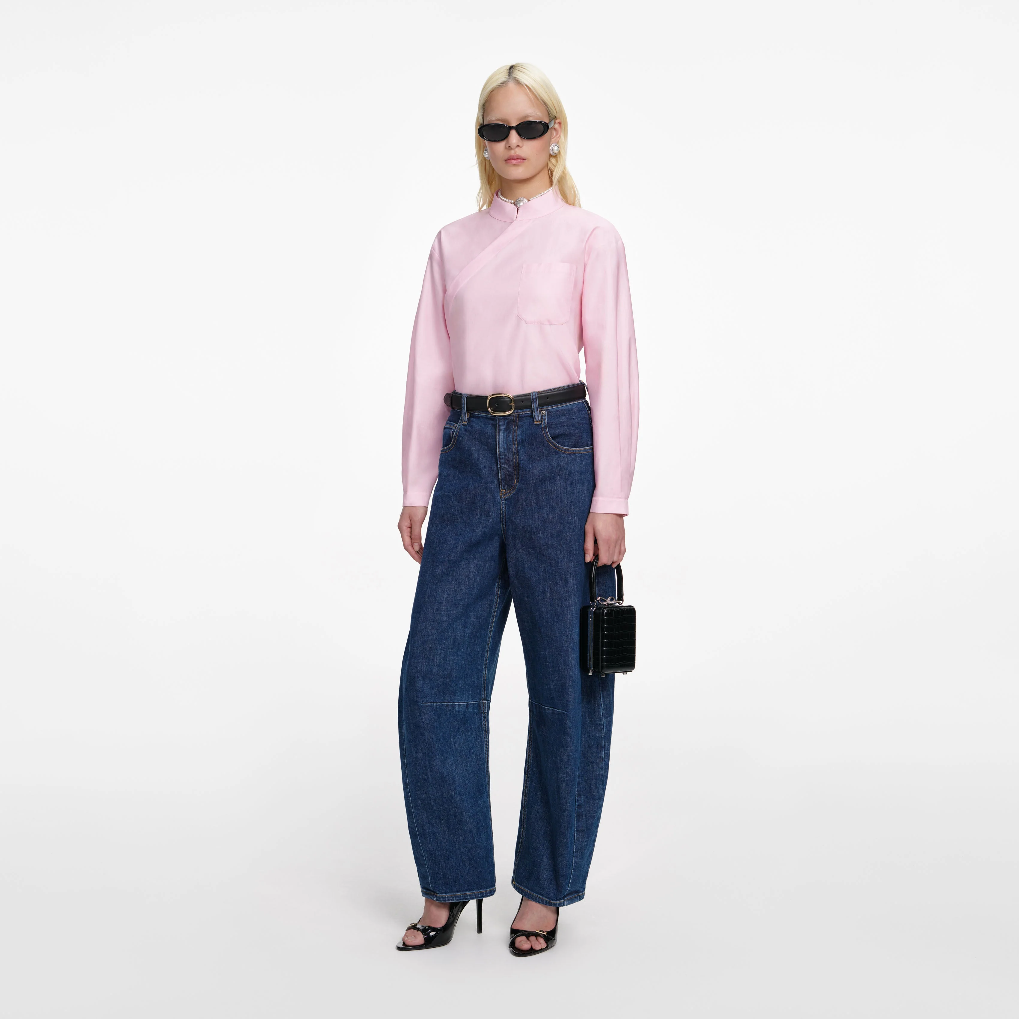 Pink Cotton Asymmetric Shirt - Image 2