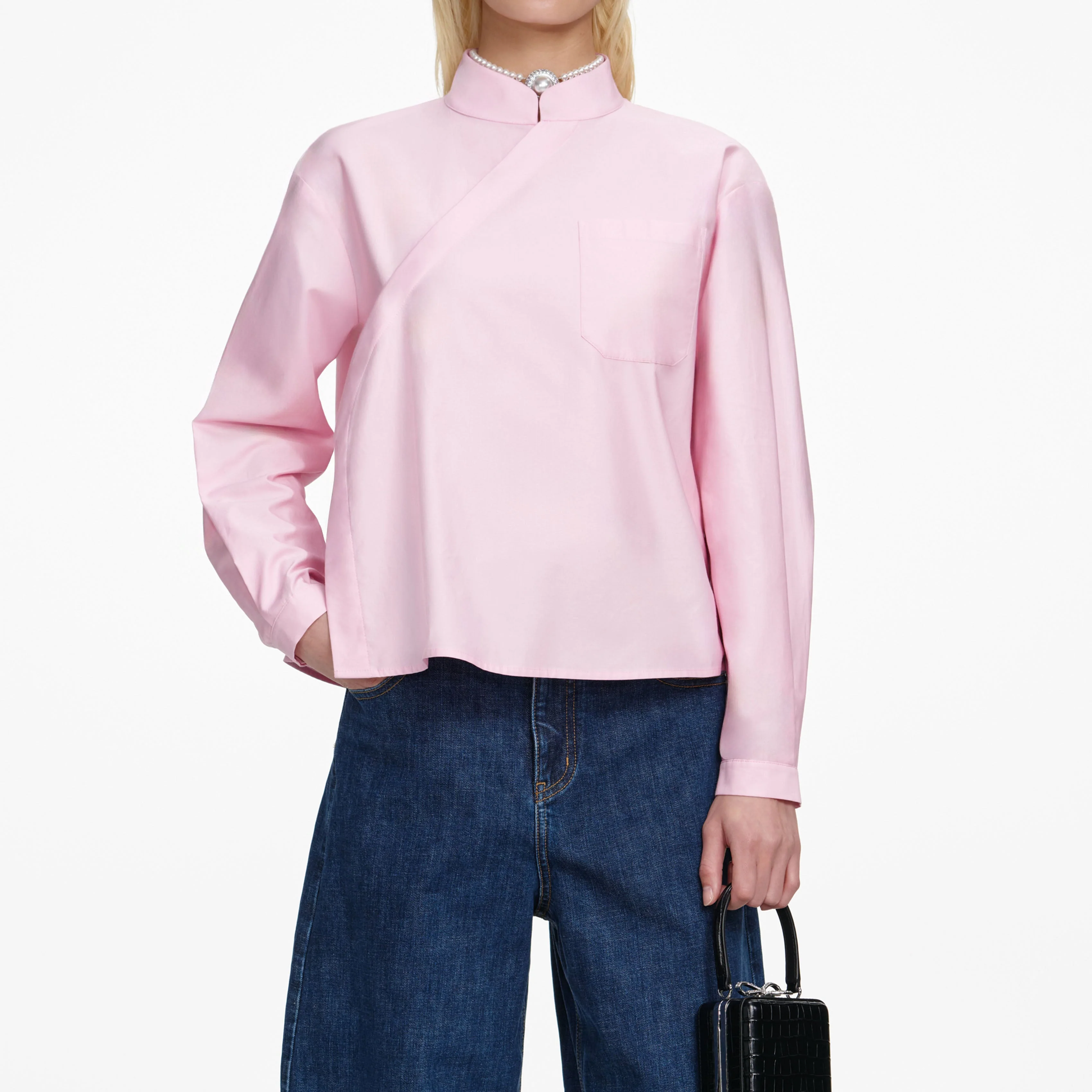 Pink Cotton Asymmetric Shirt - Image 4