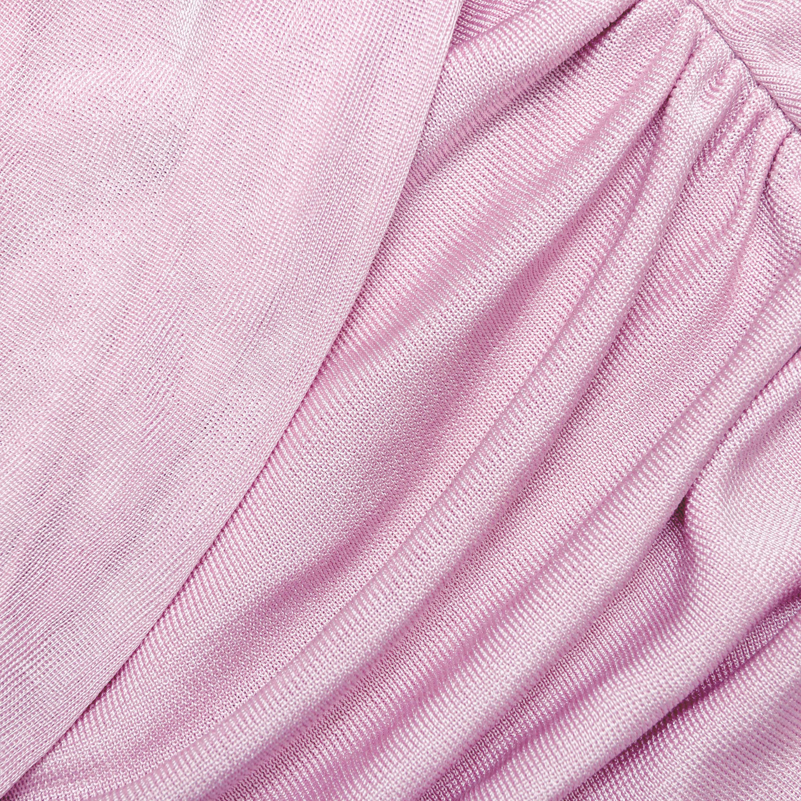 Pink Cotton Draped Knit Midi Dress - Image 5