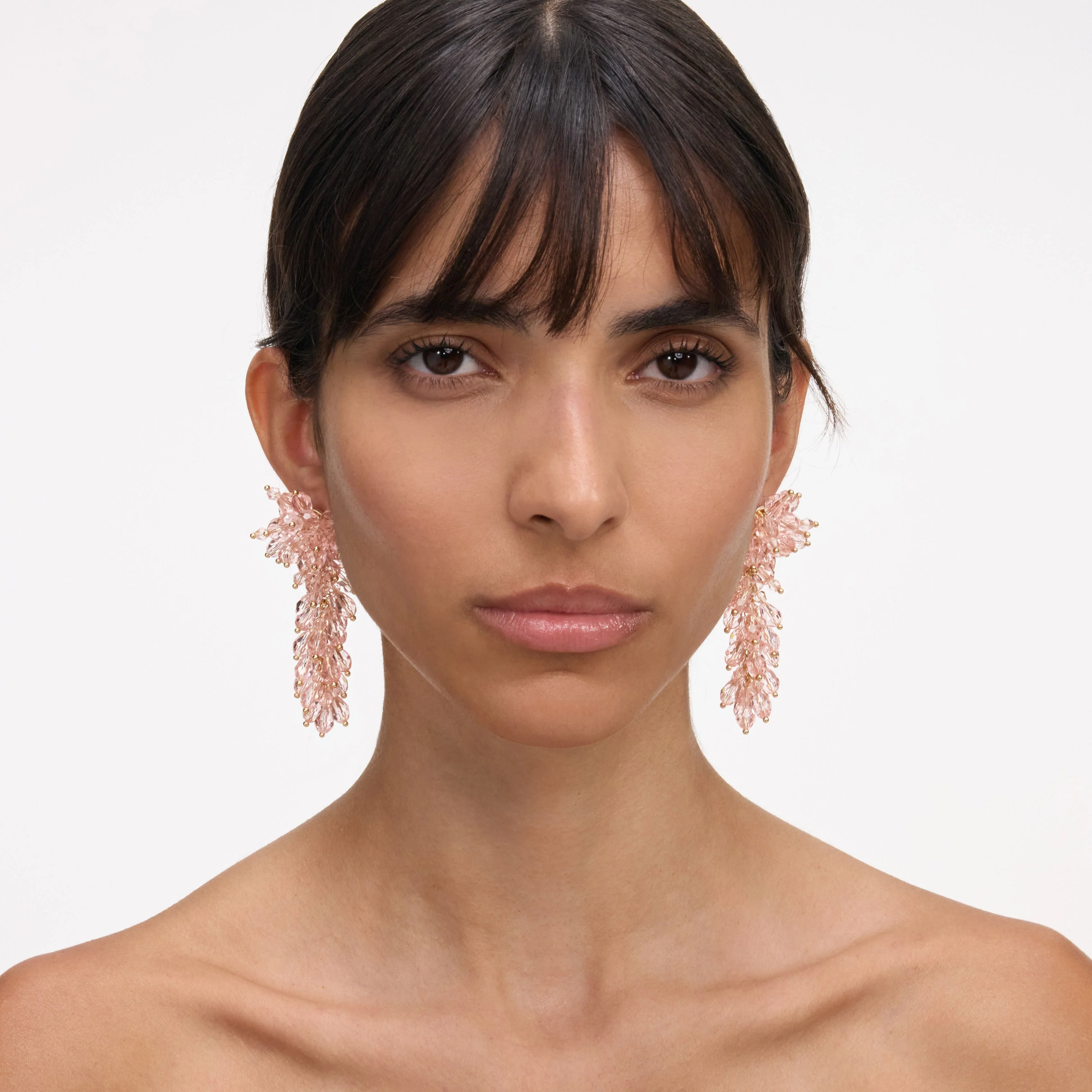 Pink Crystal Cluster Earrings - Image 4