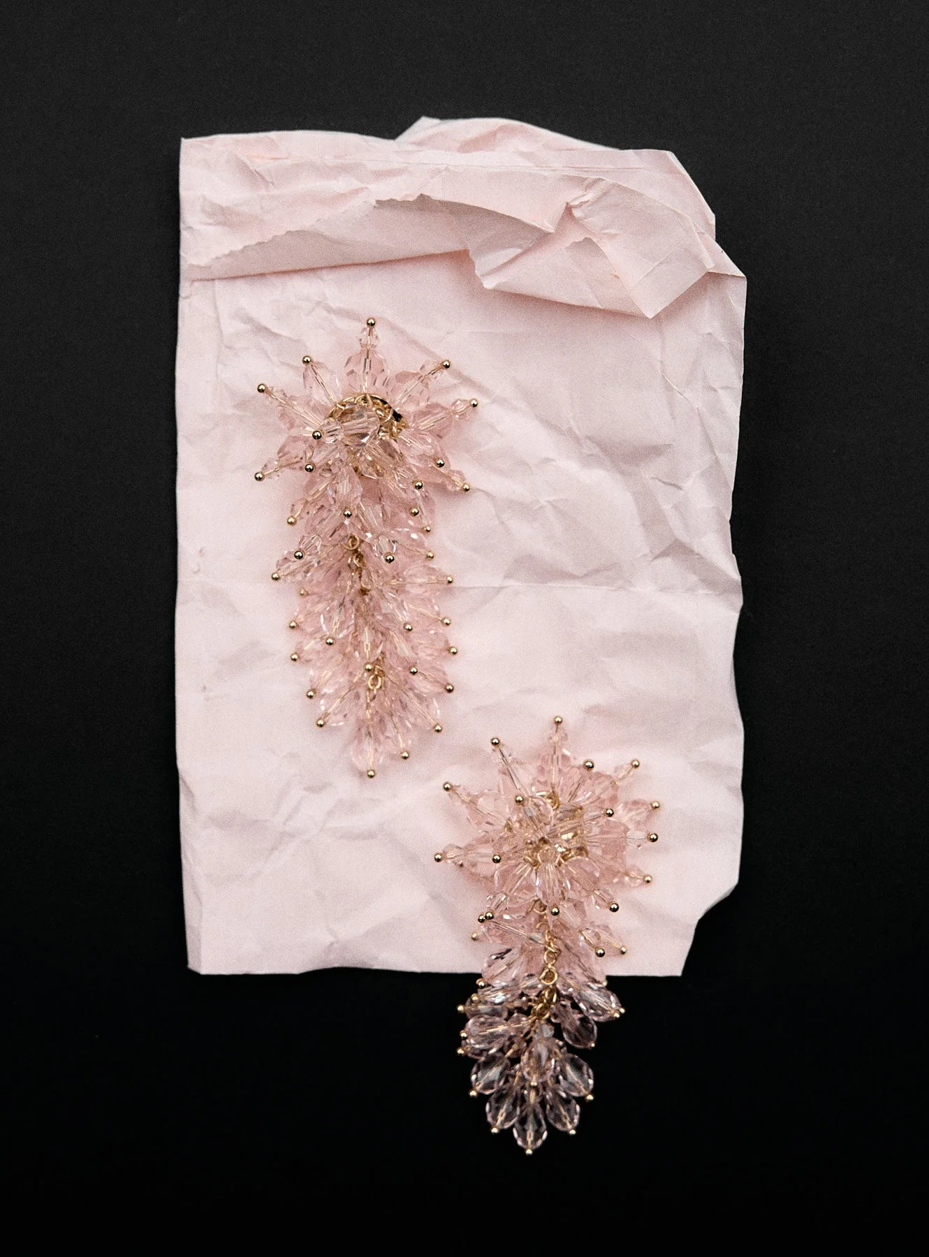 Pink Crystal Cluster Earrings - Image 5