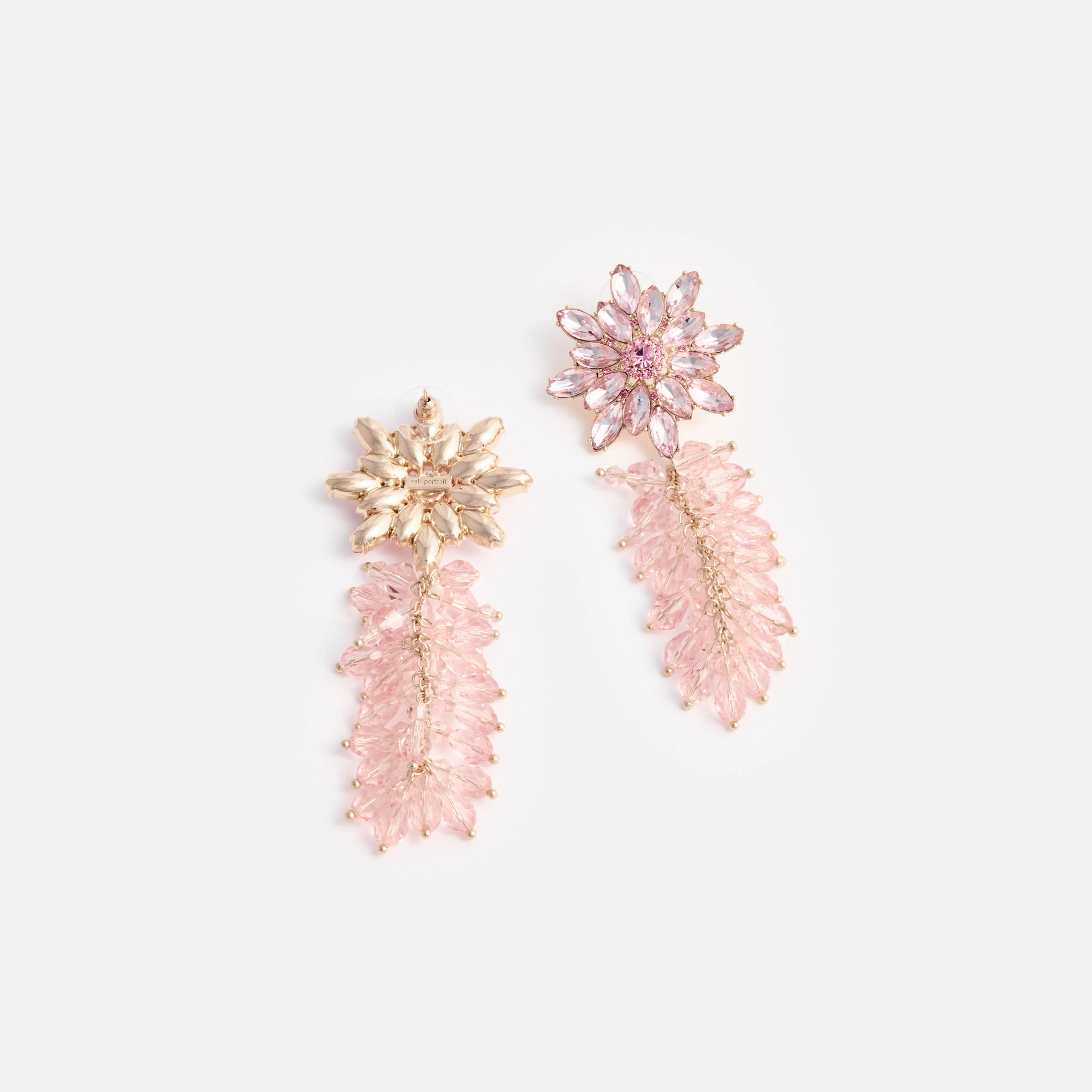 Pink Crystal Cluster Flower Earrings - Image 3
