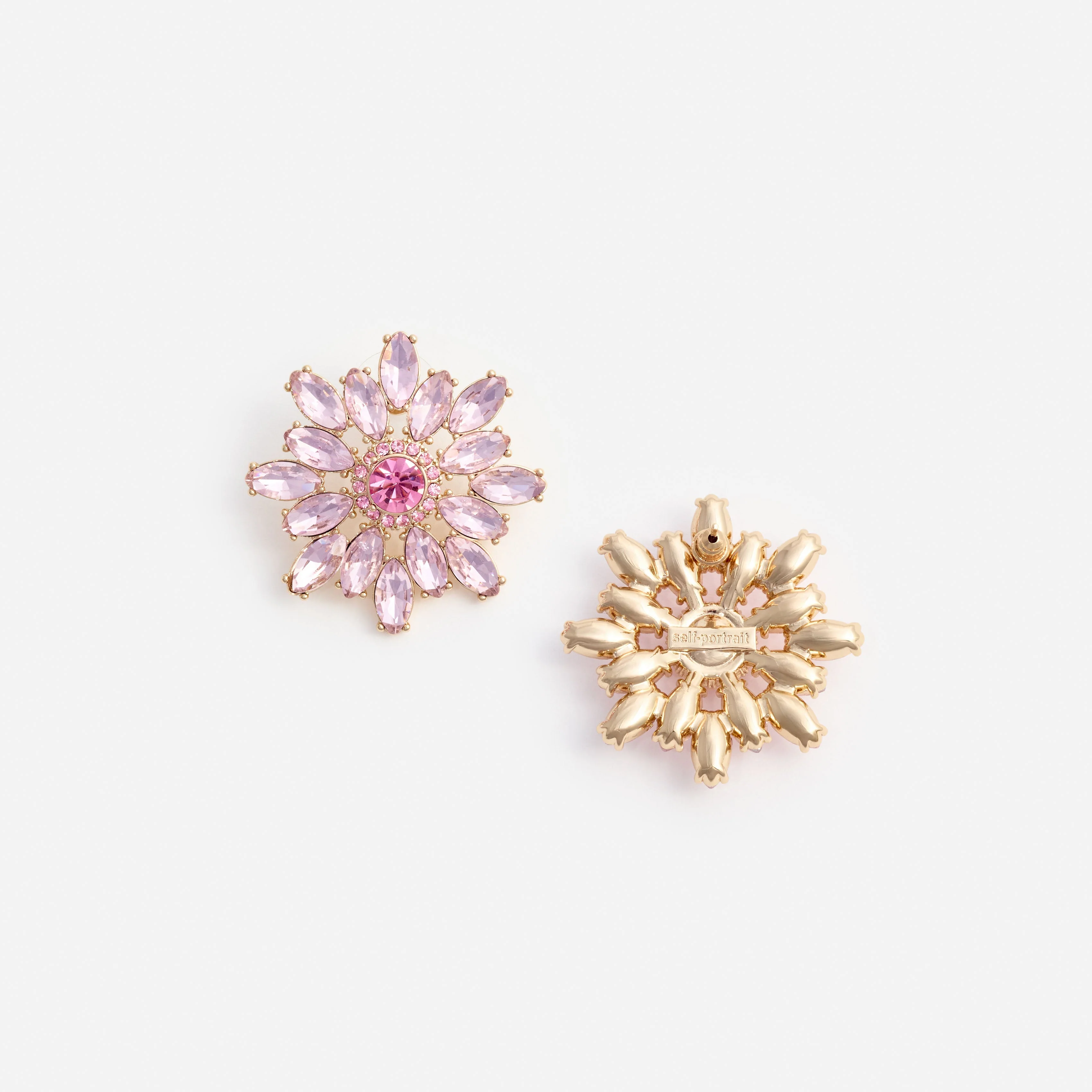 Pink Crystal Flower Earrings - Image 3
