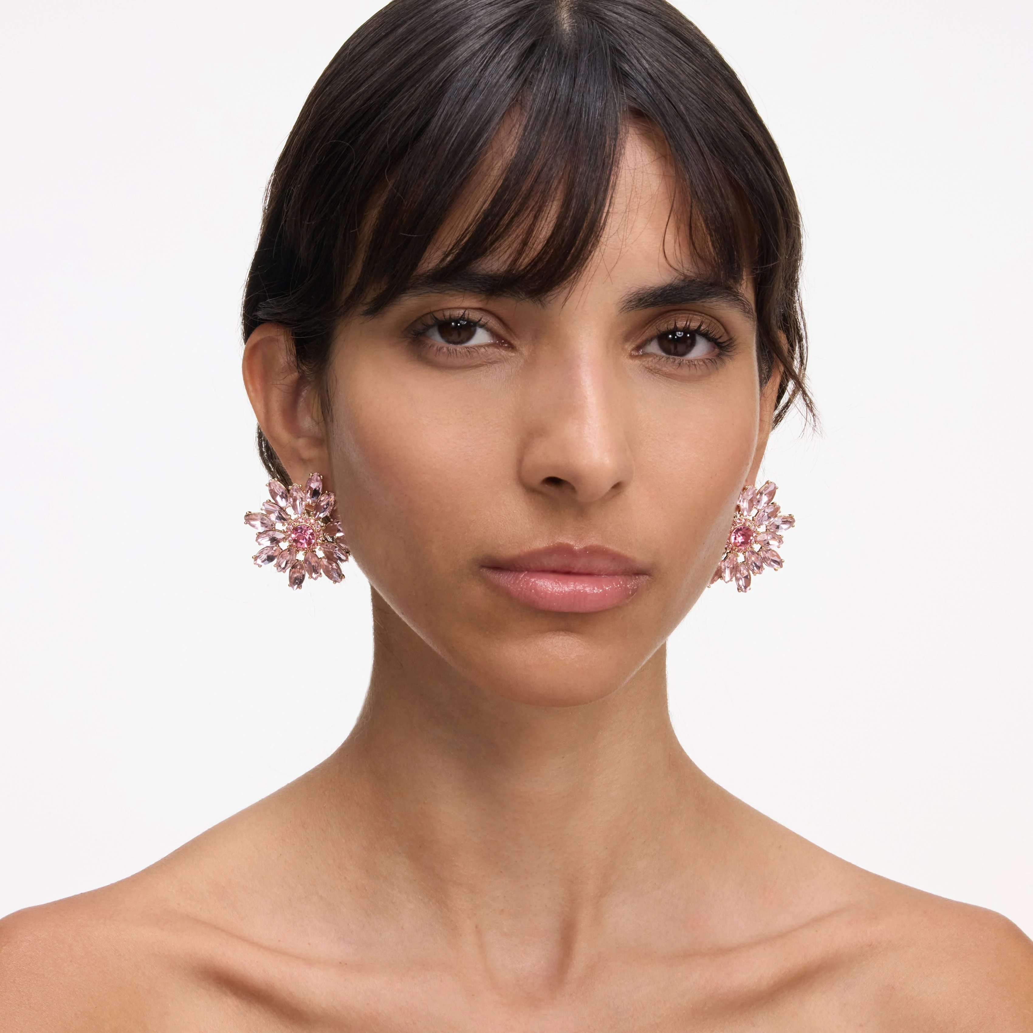 Pink Crystal Flower Earrings - Image 4