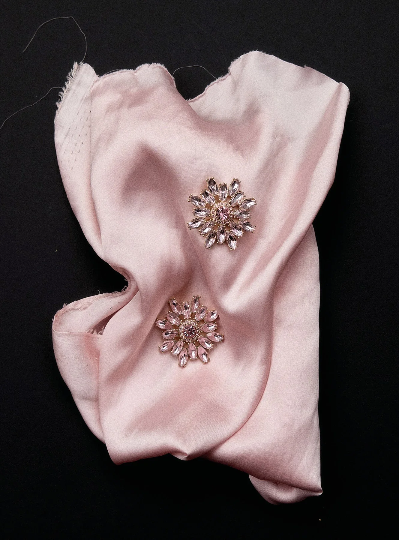 Pink Crystal Flower Earrings - Image 5