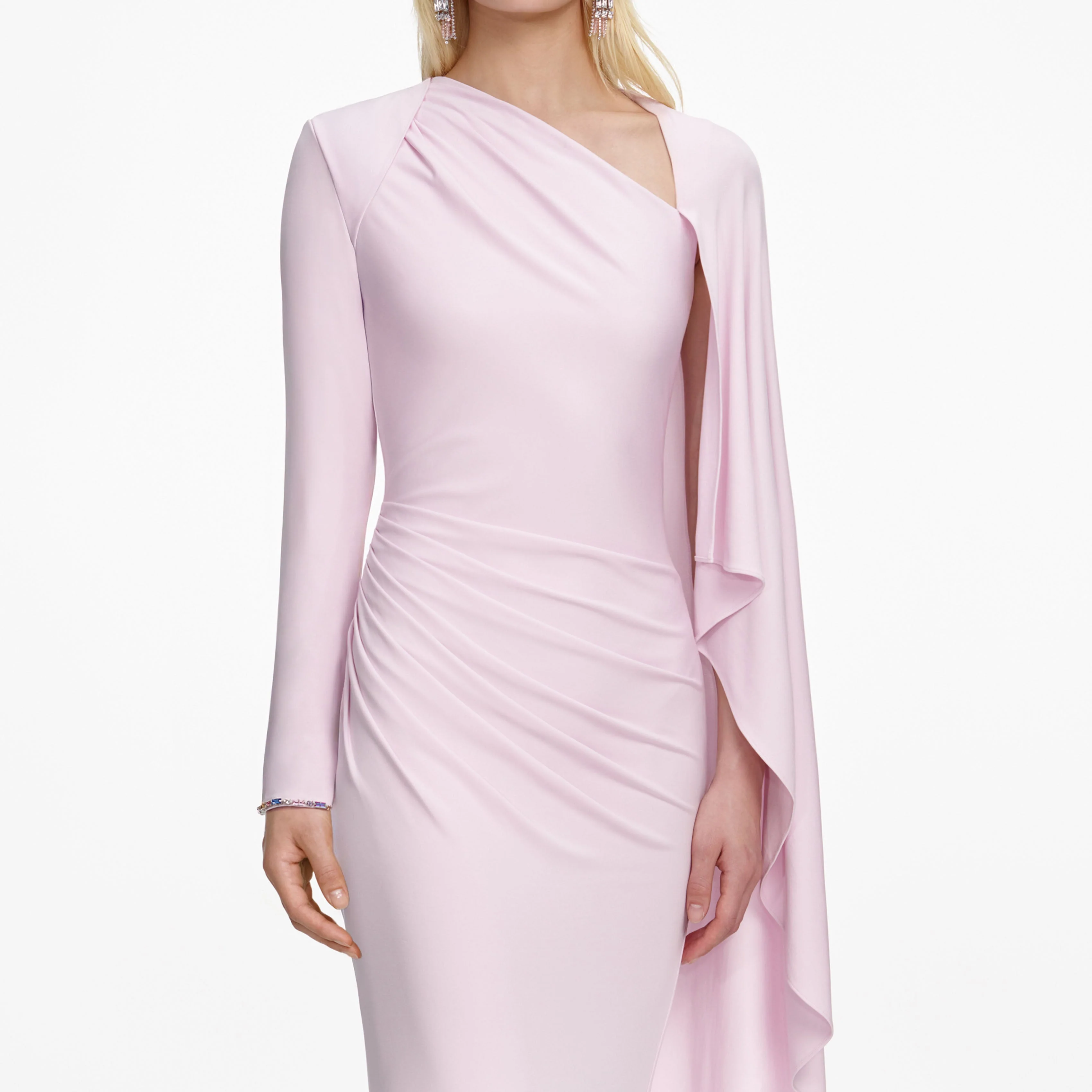Pink Jersey Drape Maxi Dress - Image 4
