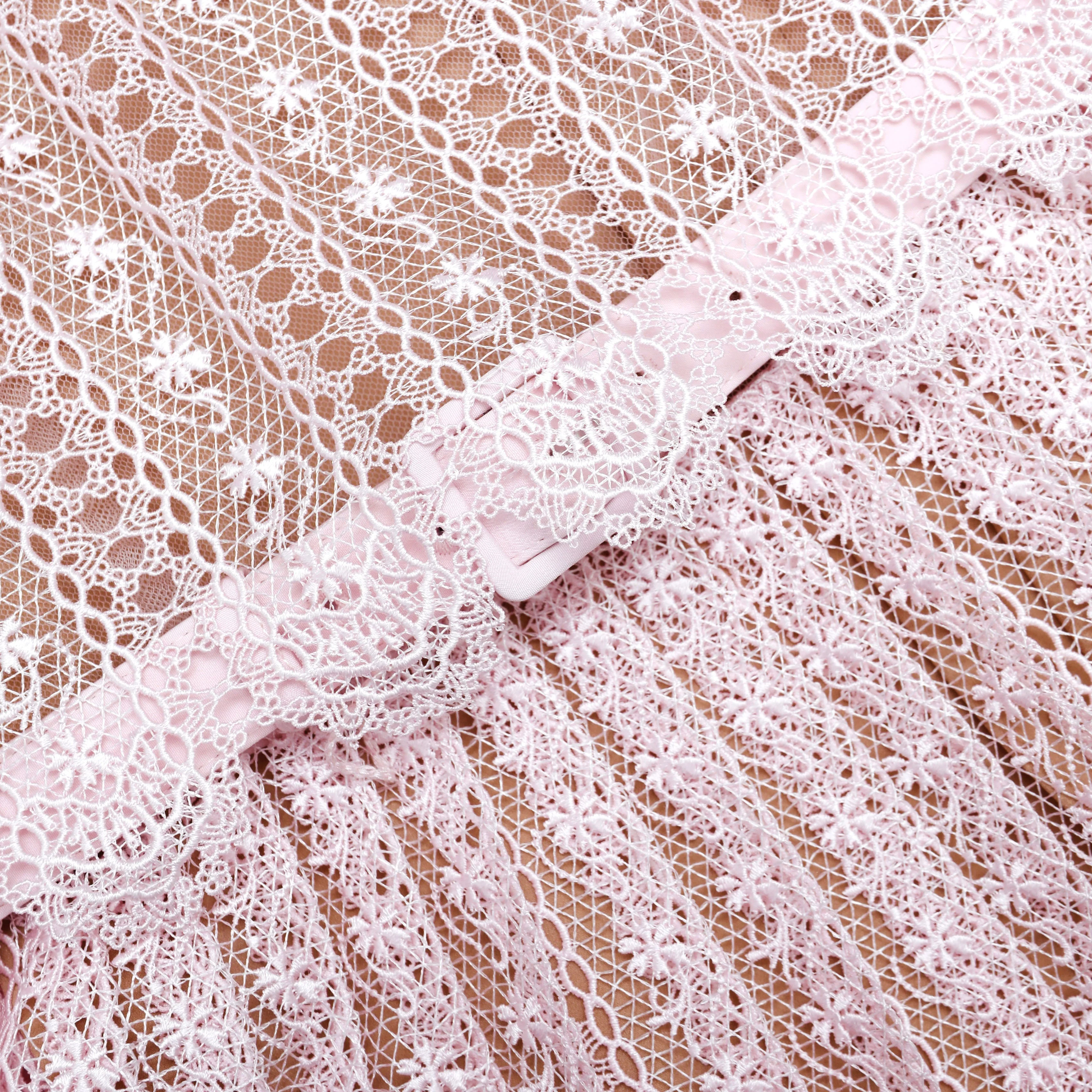 Pink Organza Lace Maxi Dress - Image 5