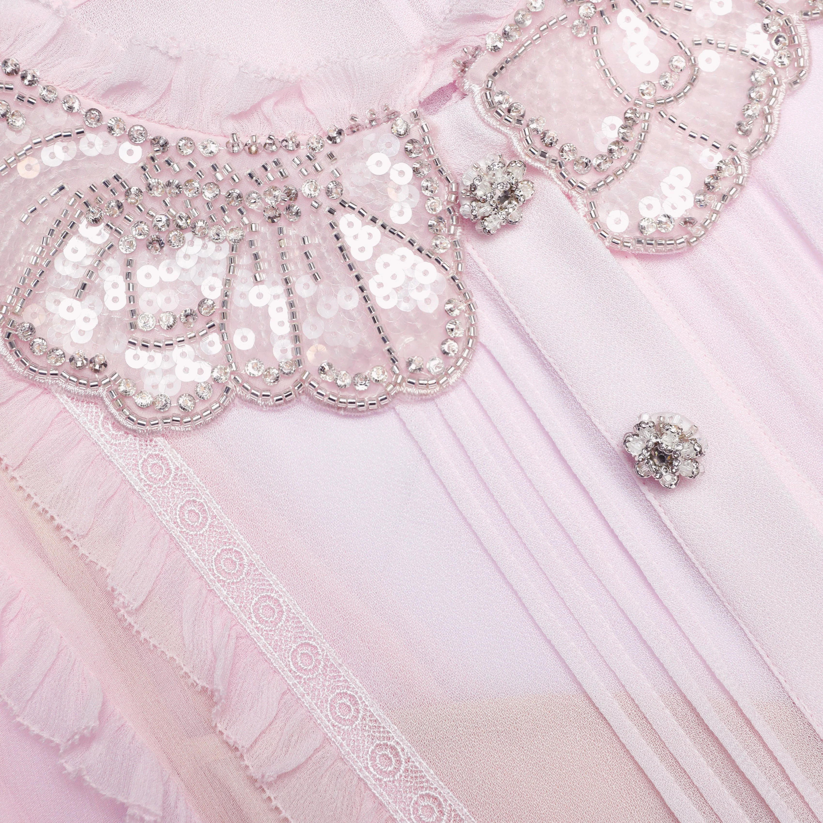 Pink Pleated Georgette Midi Dress - Image 5