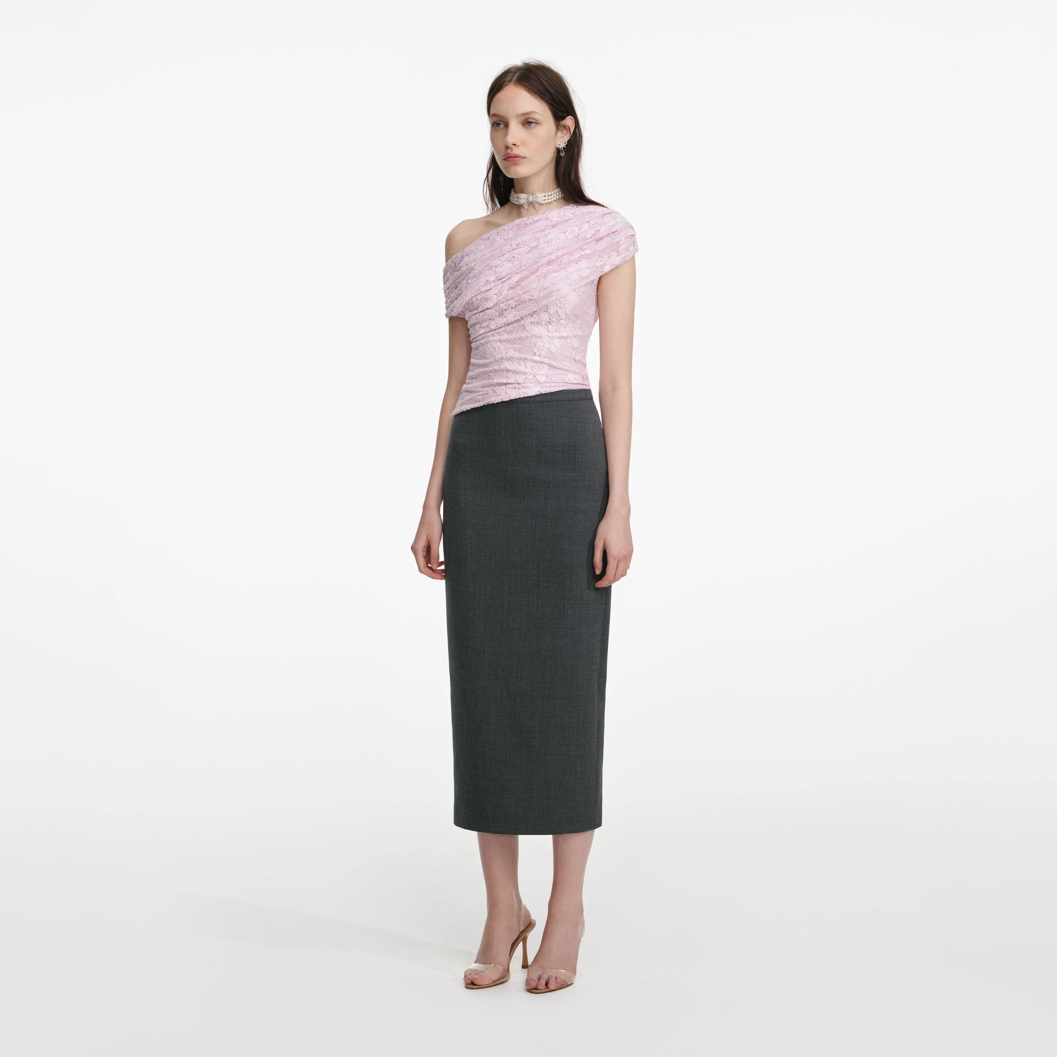Pink Rhinestone Lace Drape Top - Image 2