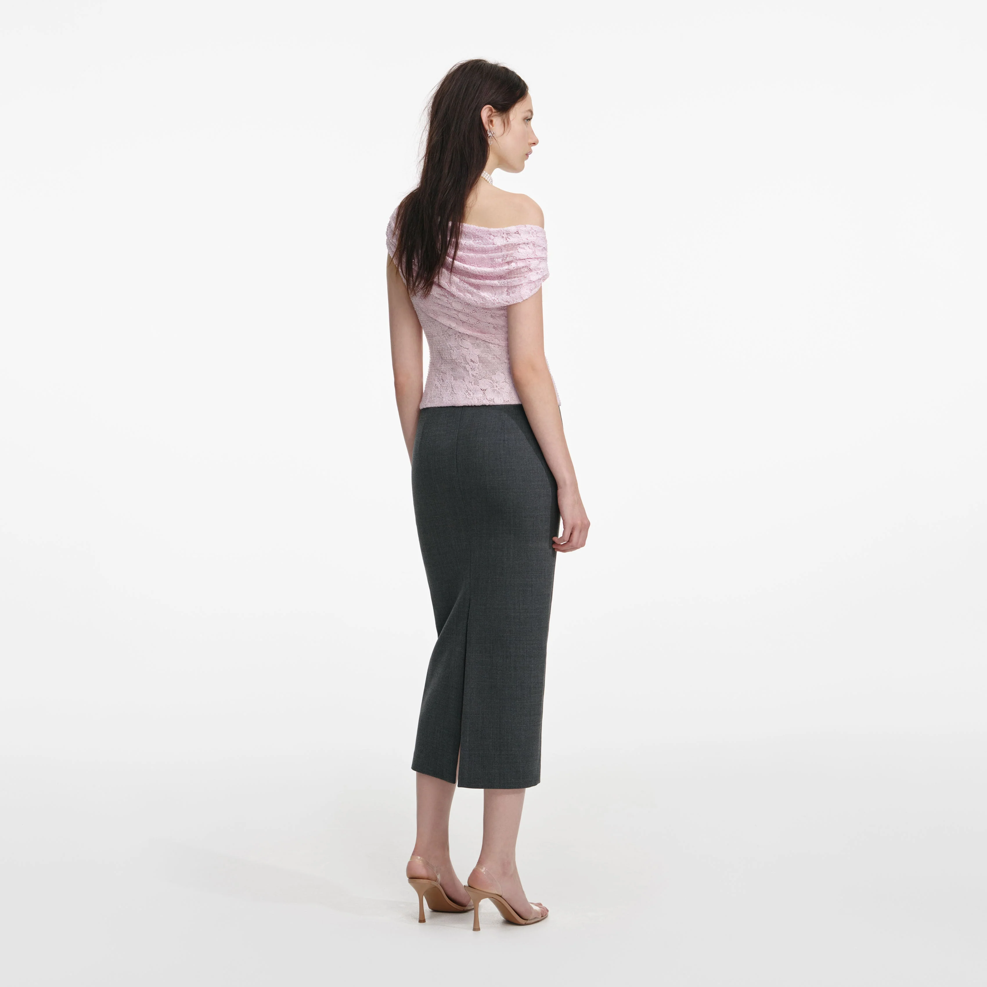 Pink Rhinestone Lace Drape Top - Image 3