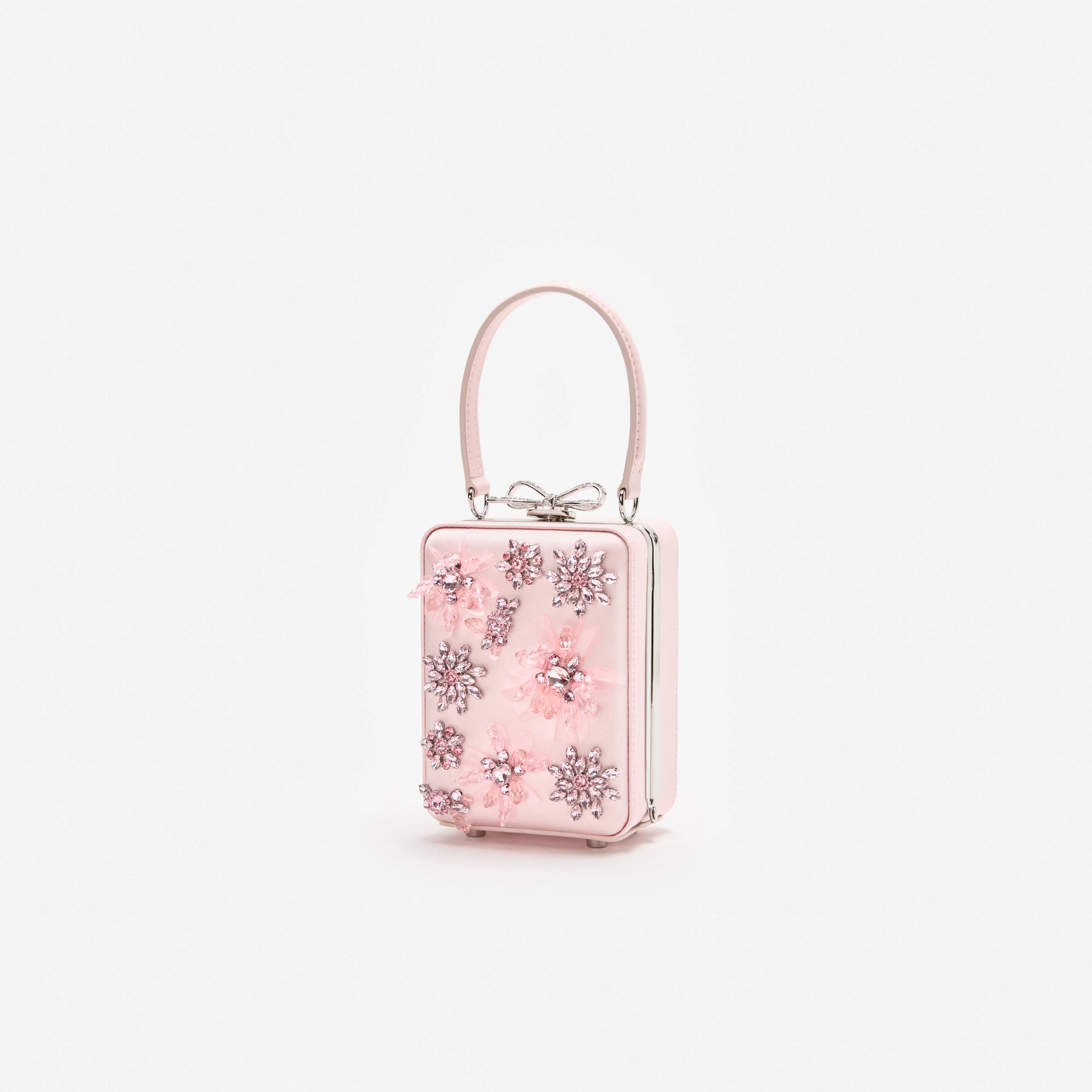 Pink Satin Floral Beaded Micro Bag - Image 2