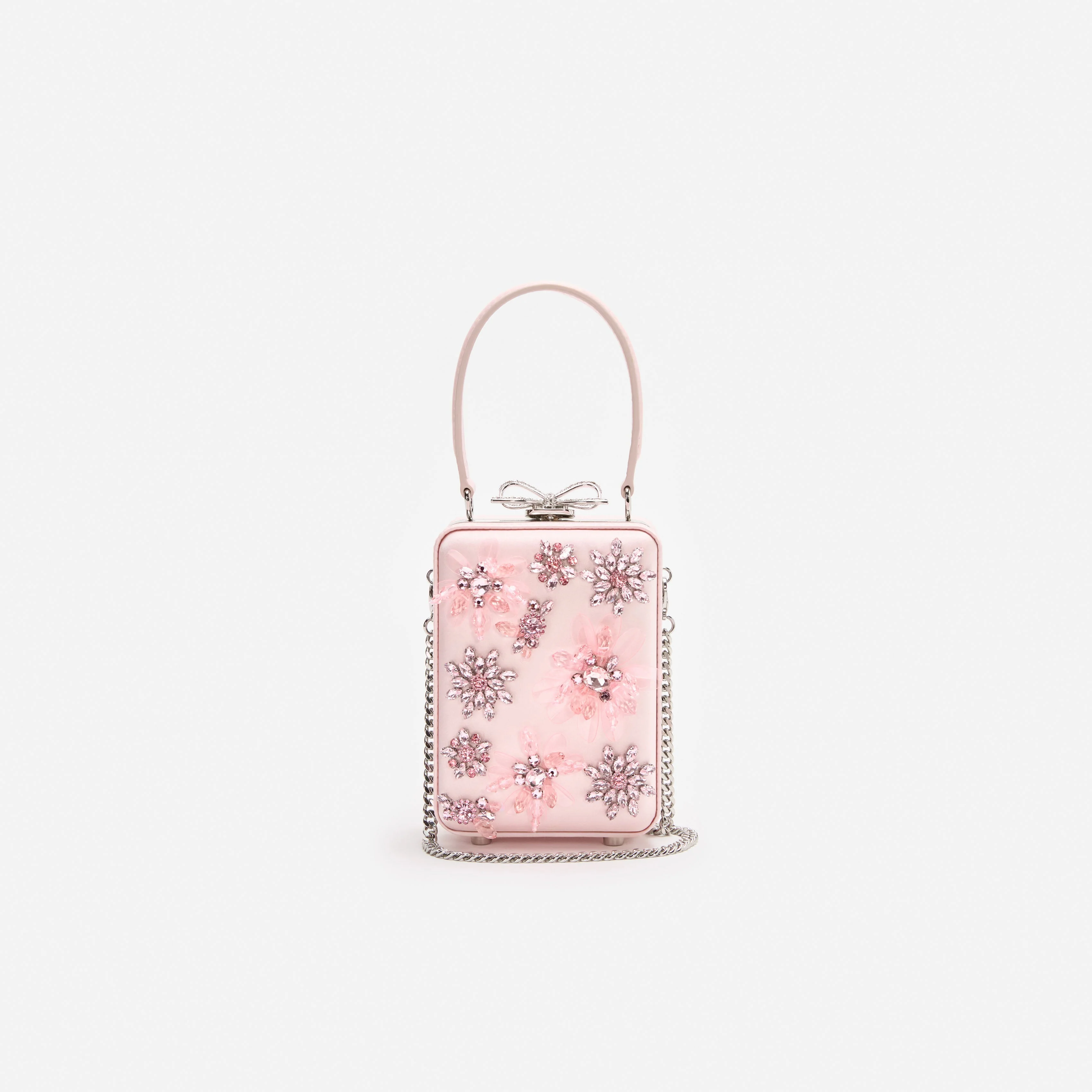Pink Satin Floral Beaded Micro Bag - Image 4