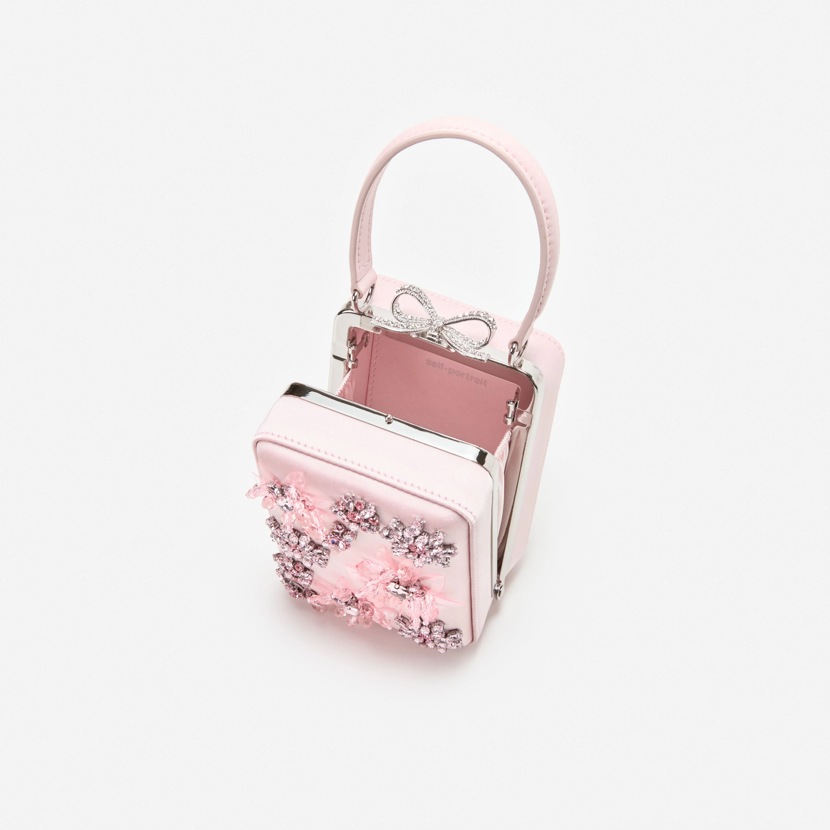 Pink Satin Floral Beaded Micro Bag - Image 5