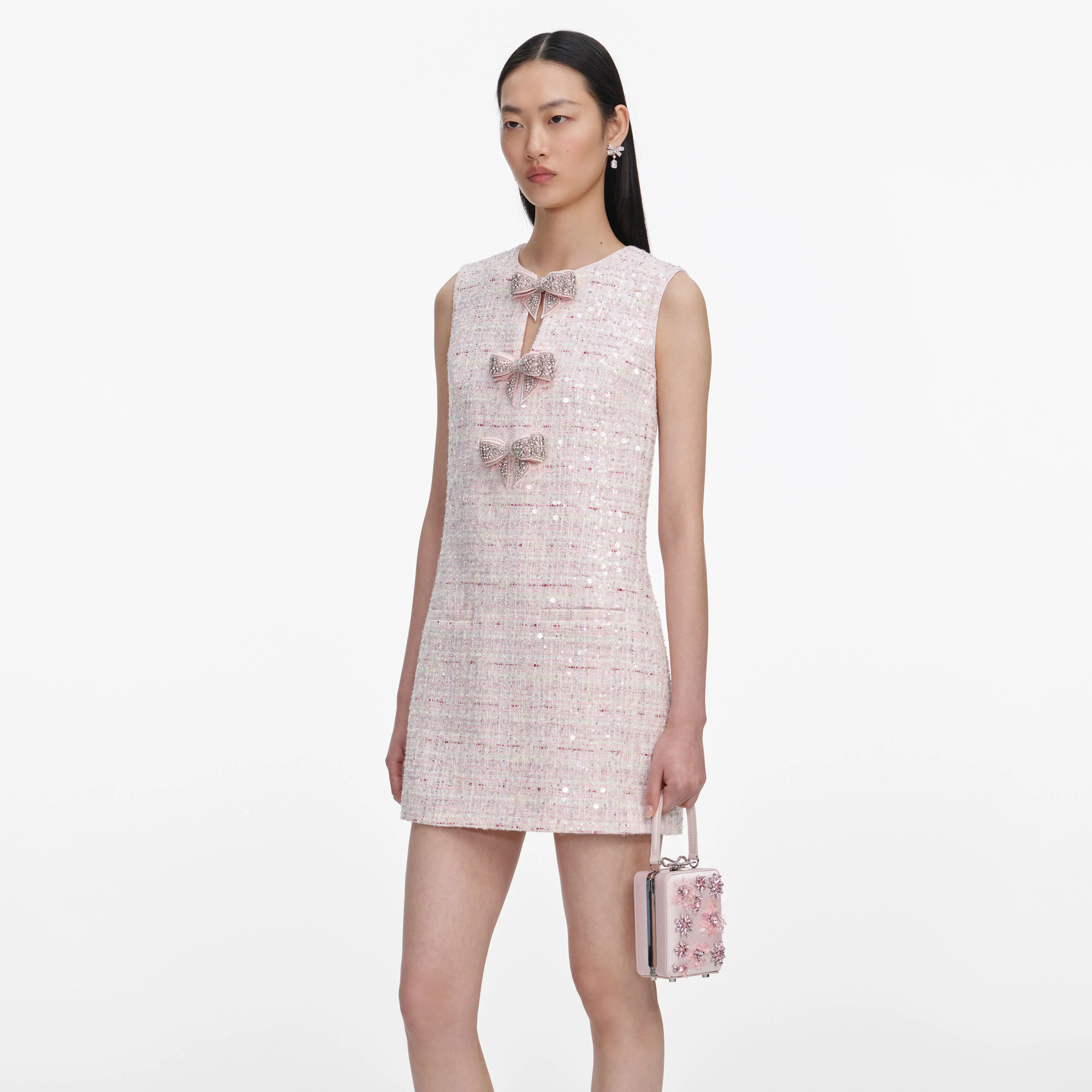 Pink Satin Floral Beaded Micro Bag - Image 6