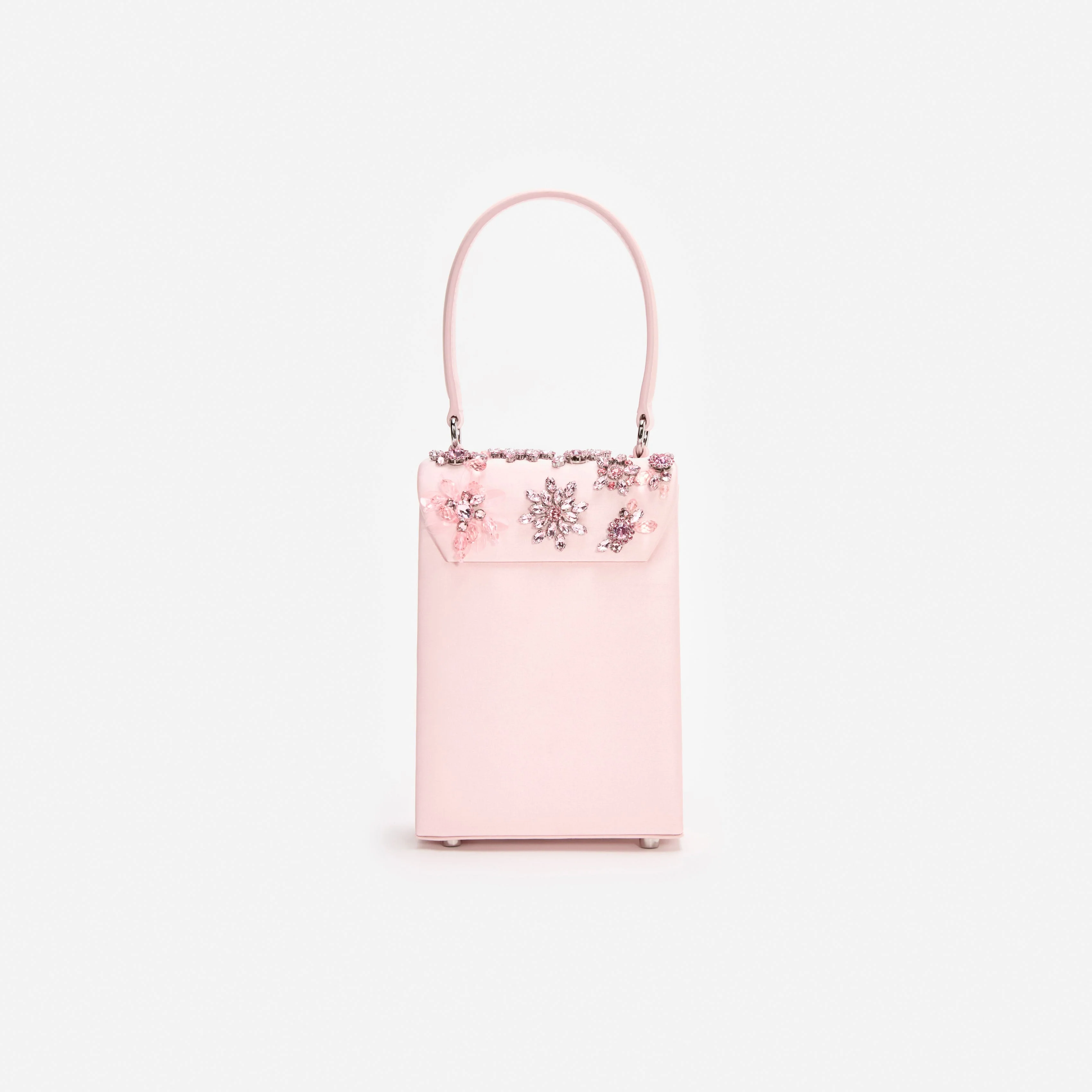 Pink Satin Floral Crystal Mini Bag - Image 3