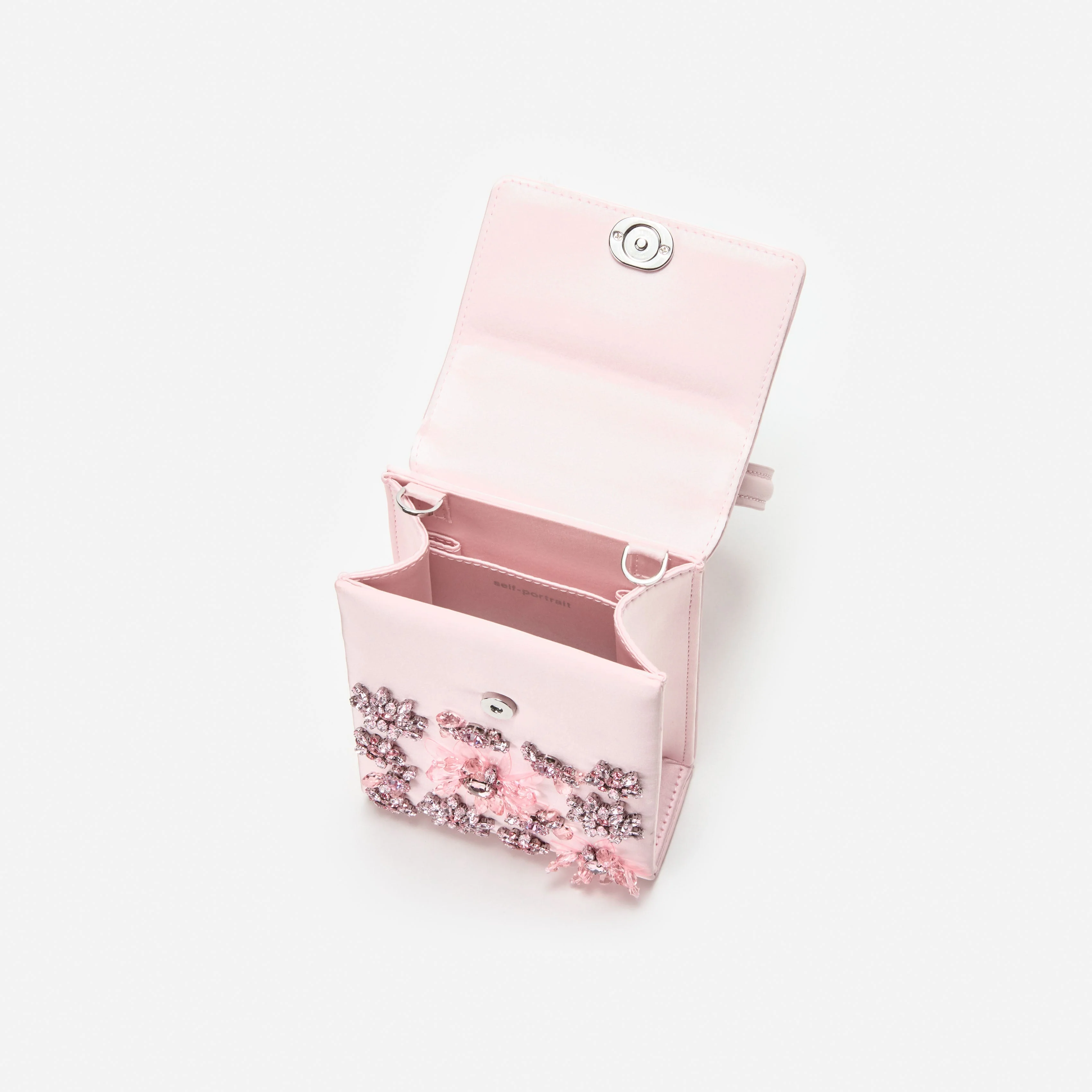 Pink Satin Floral Crystal Mini Bag - Image 5