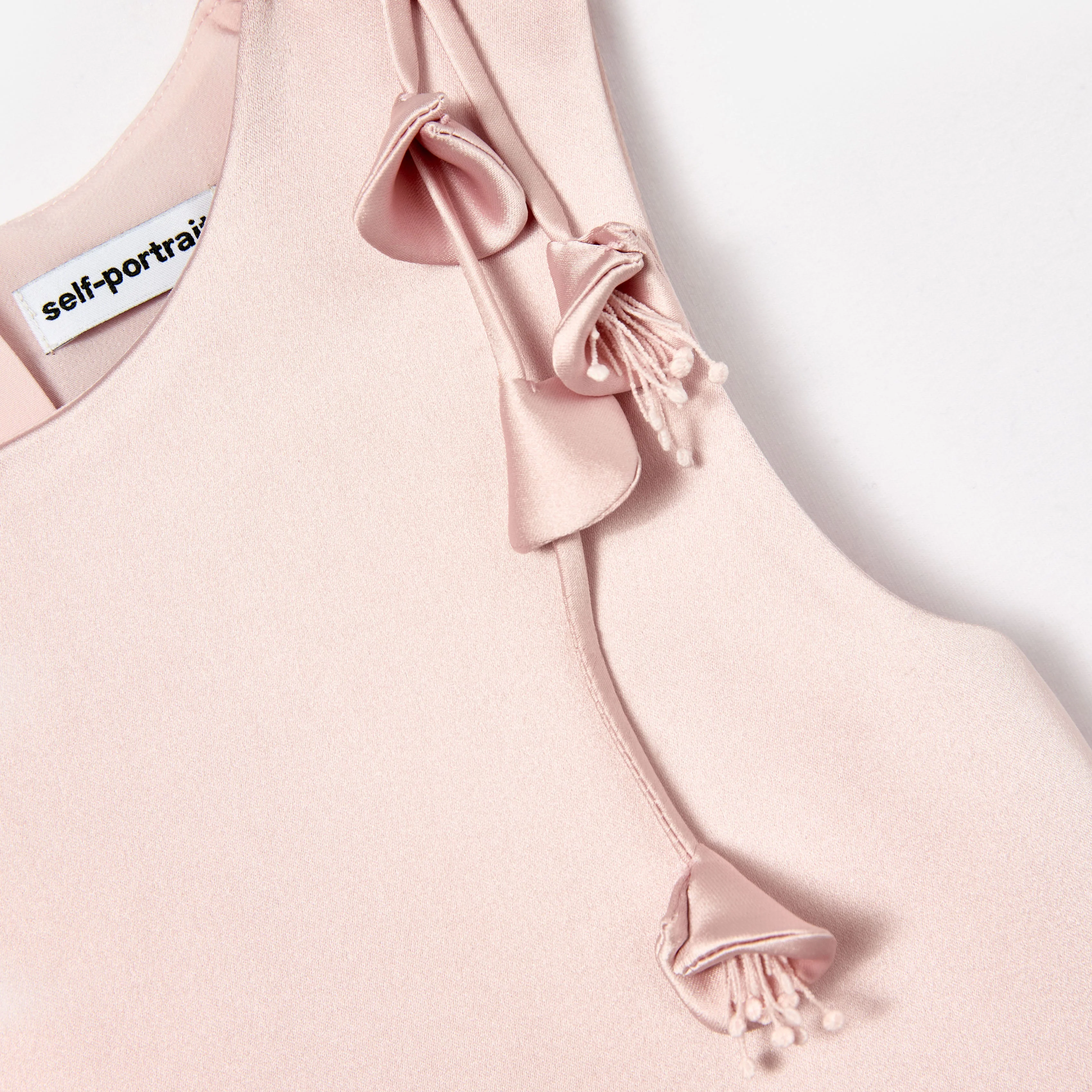 Pink Satin Sleeveless Flower Dress - Image 4