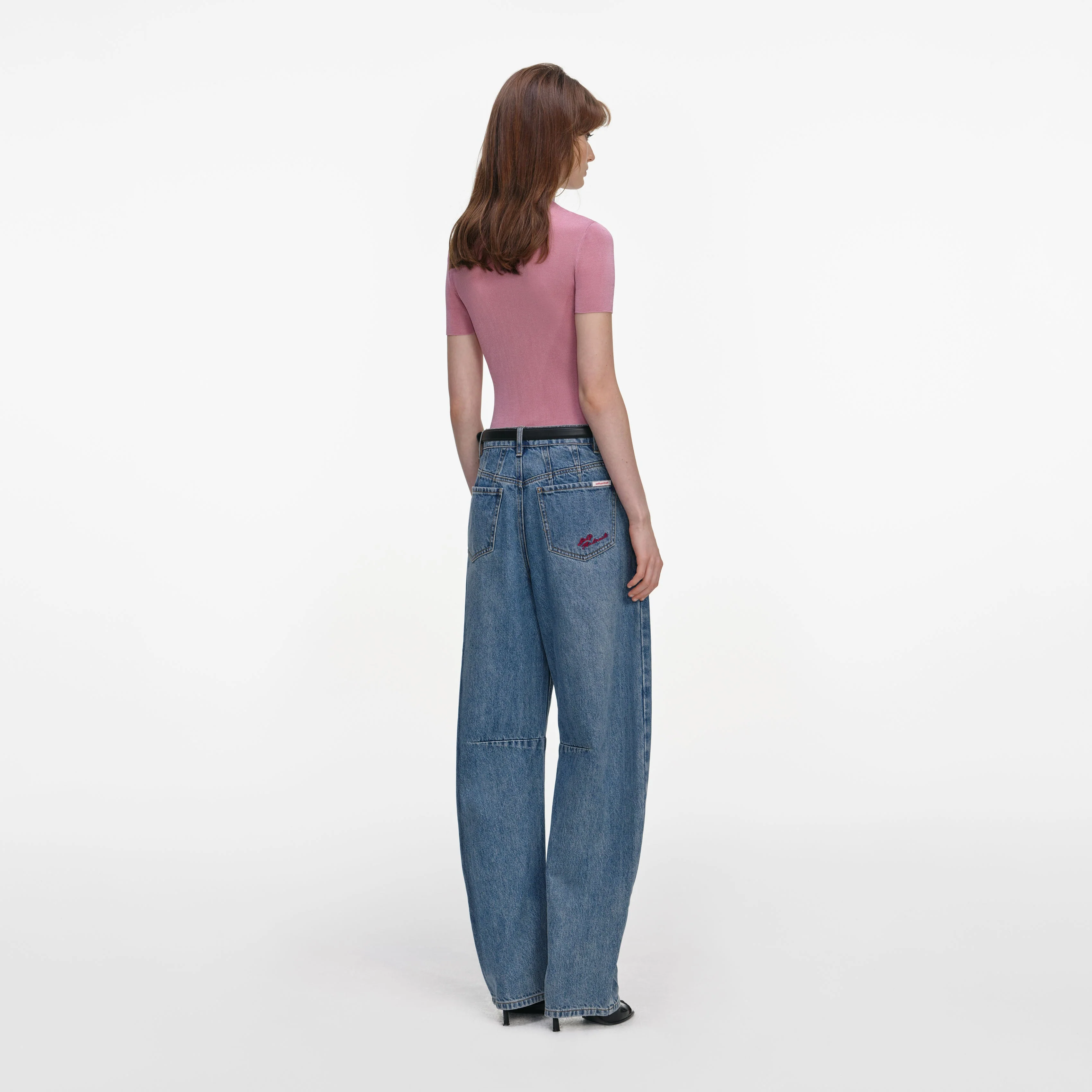 Pink Short Sleeve Viscose Knit Top - Image 3