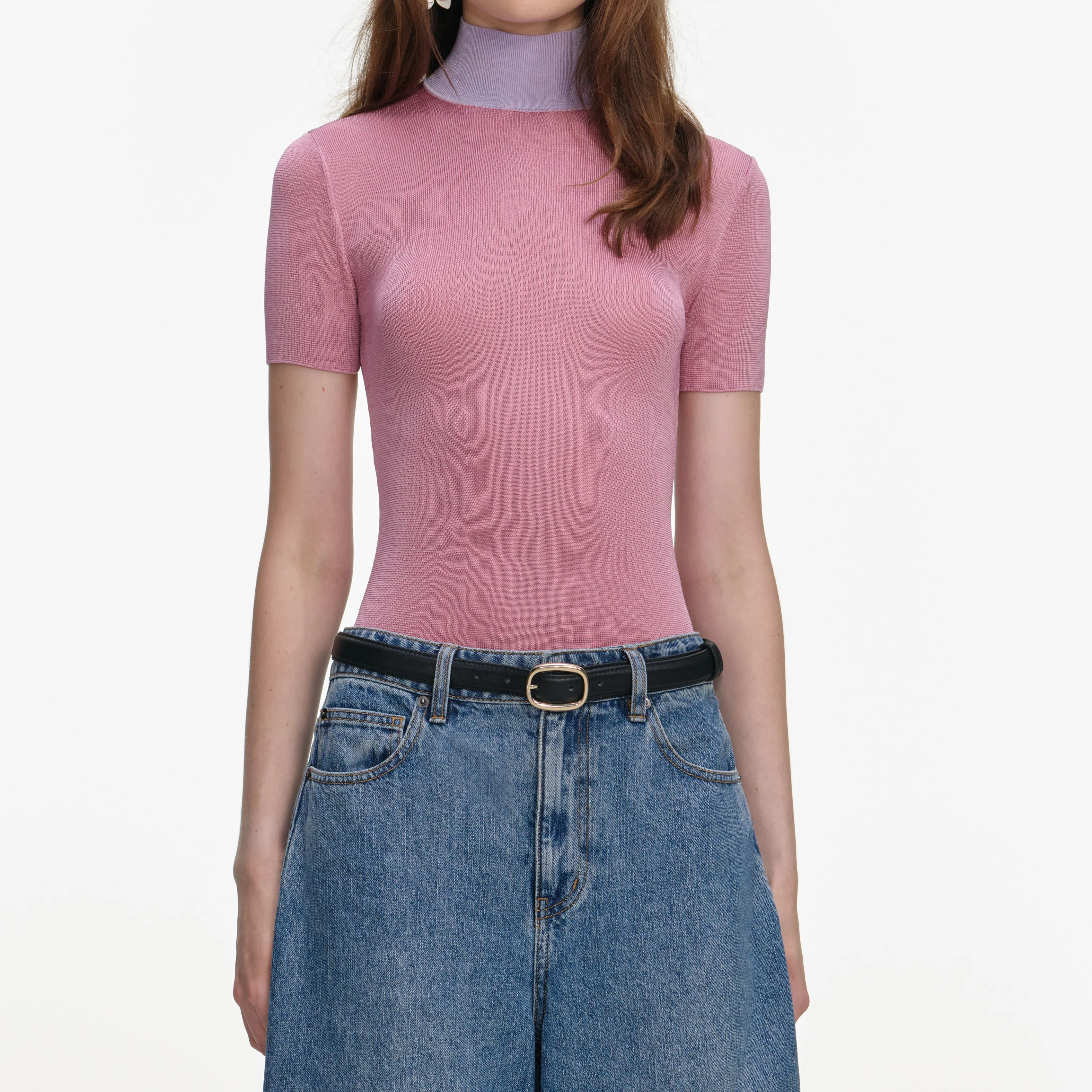 Pink Short Sleeve Viscose Knit Top - Image 4