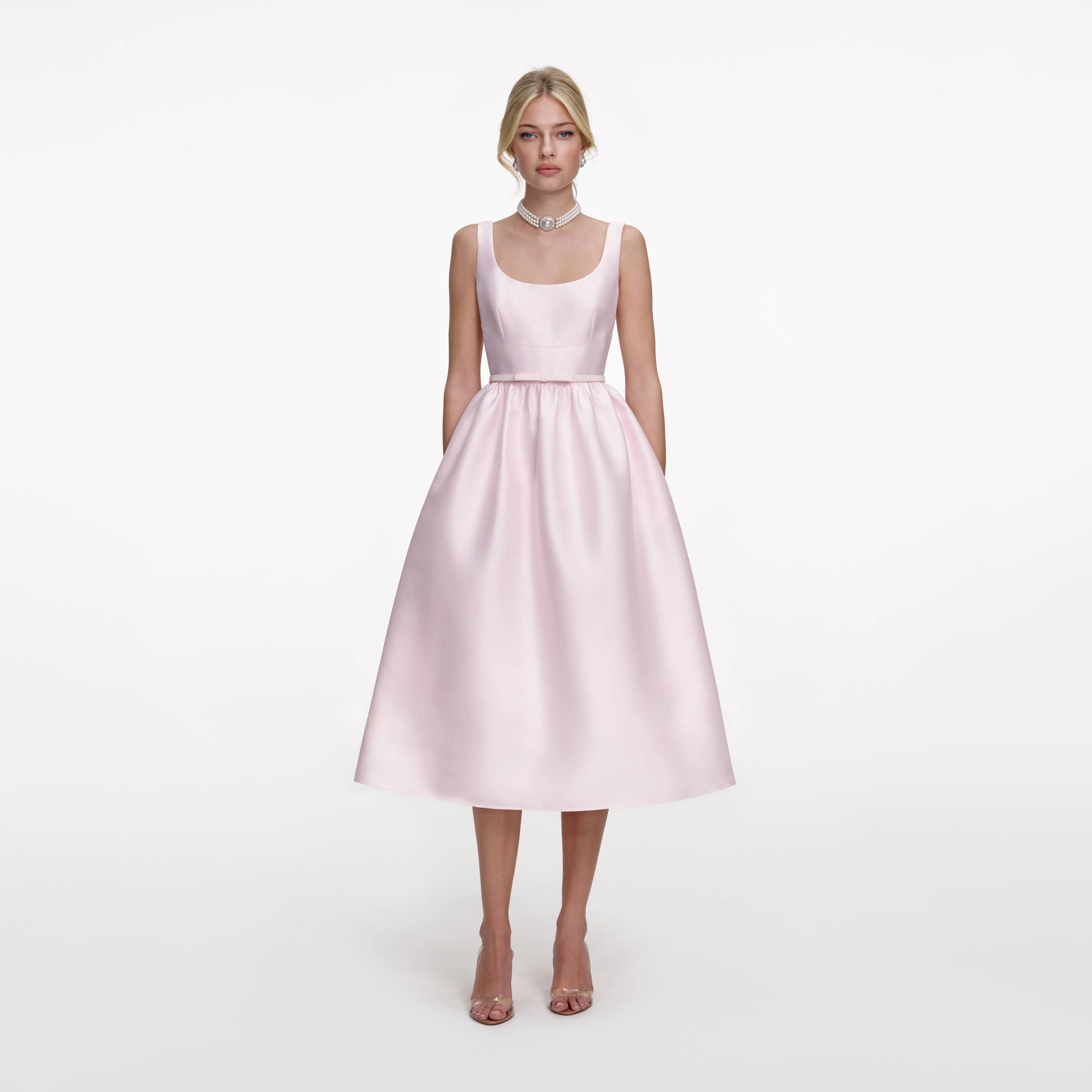 Pink Taffeta Midi Dress