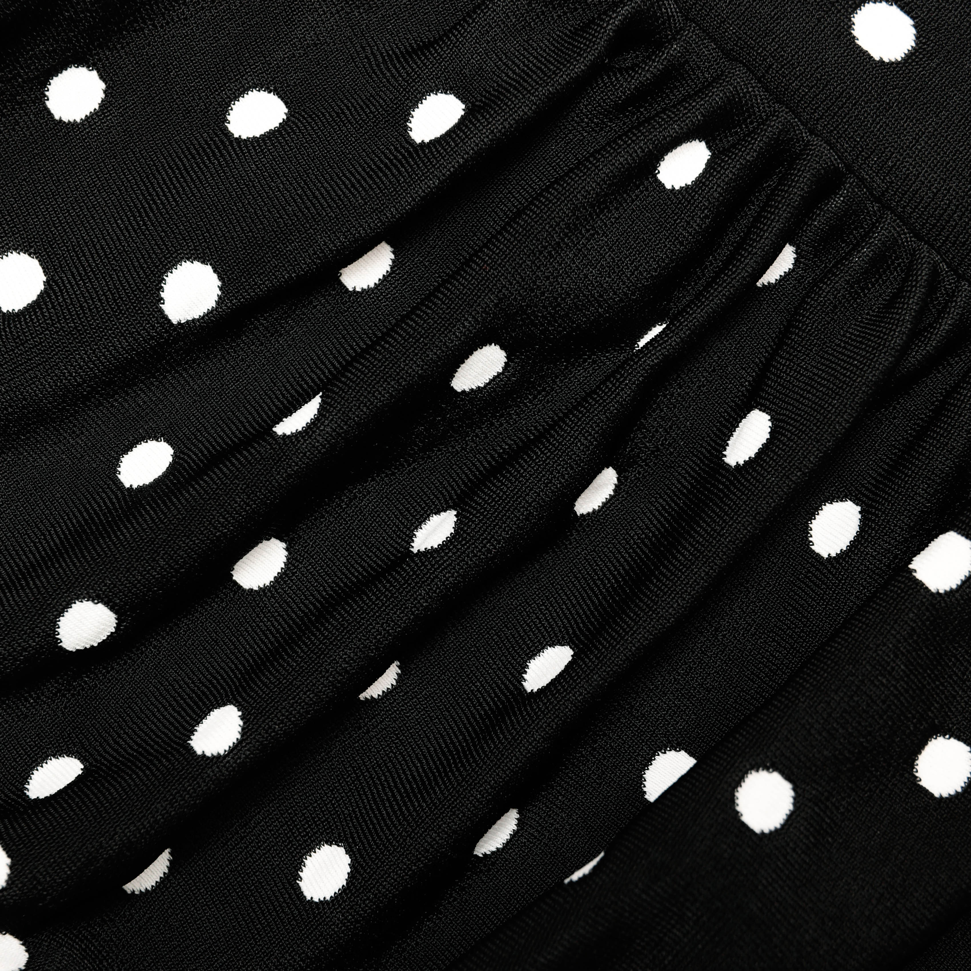 Polka Dot Draped Knit Mini Dress - Image 5