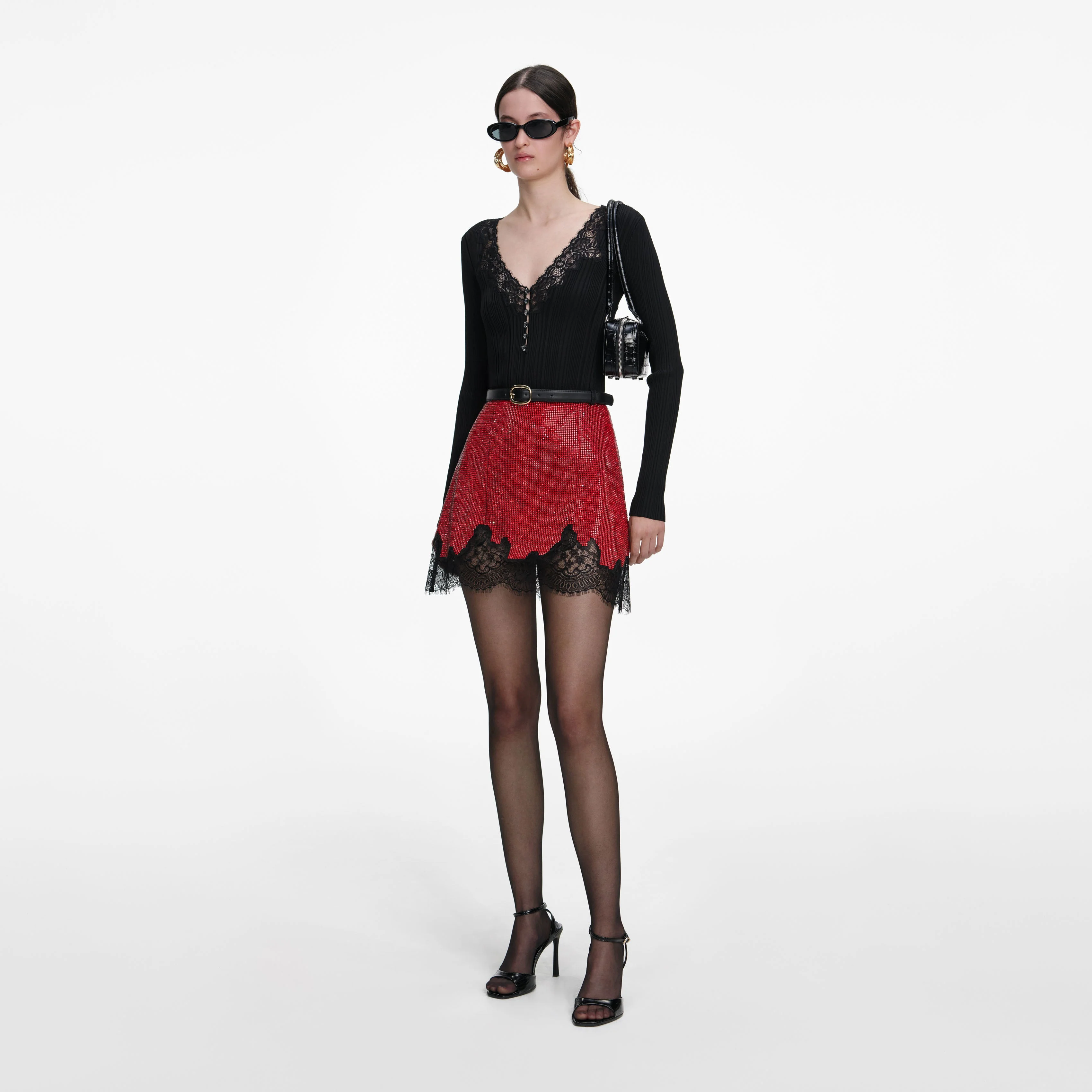 Red Crystal Chainmail Mini Skirt - Image 2