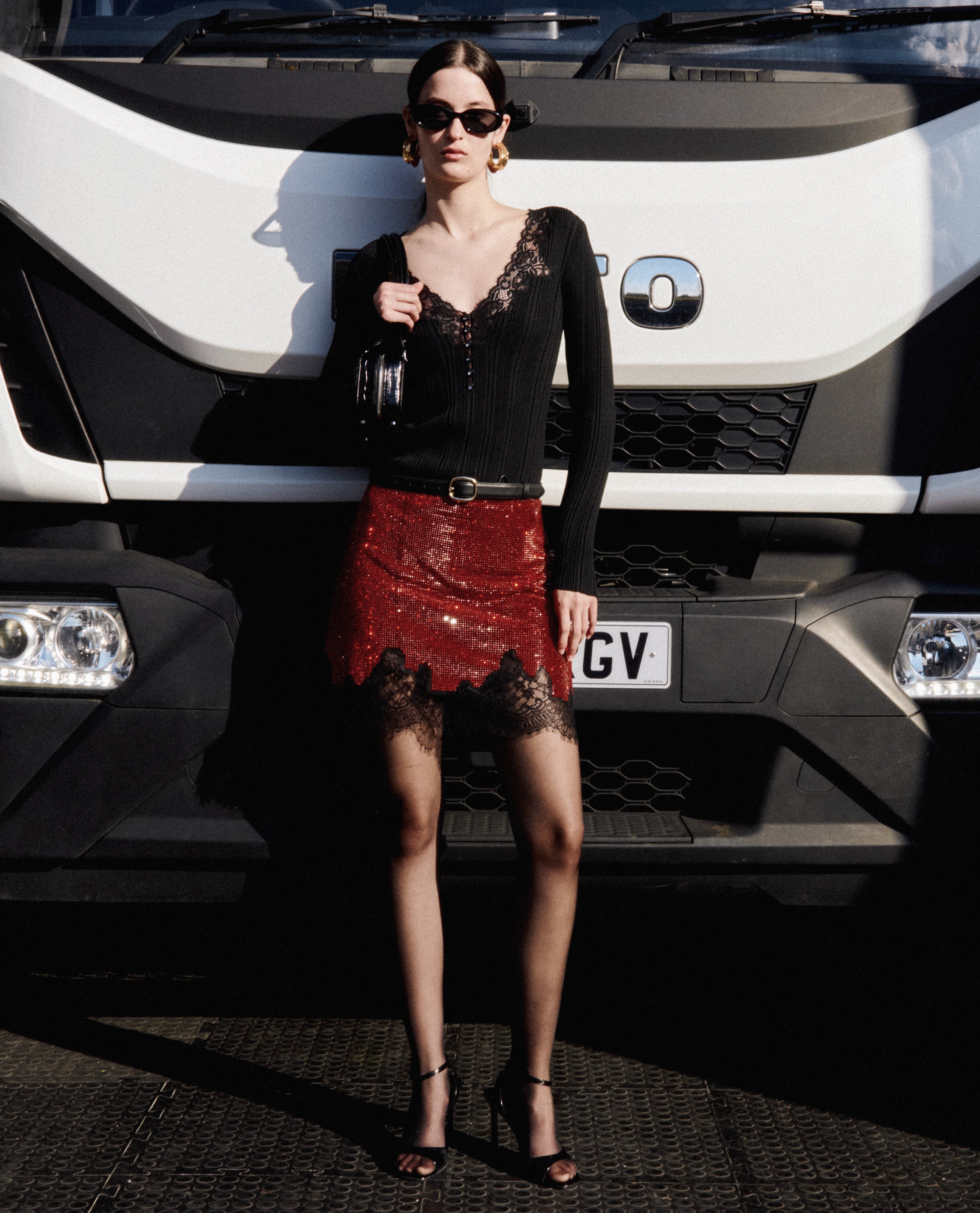Red Crystal Chainmail Mini Skirt - Image 6