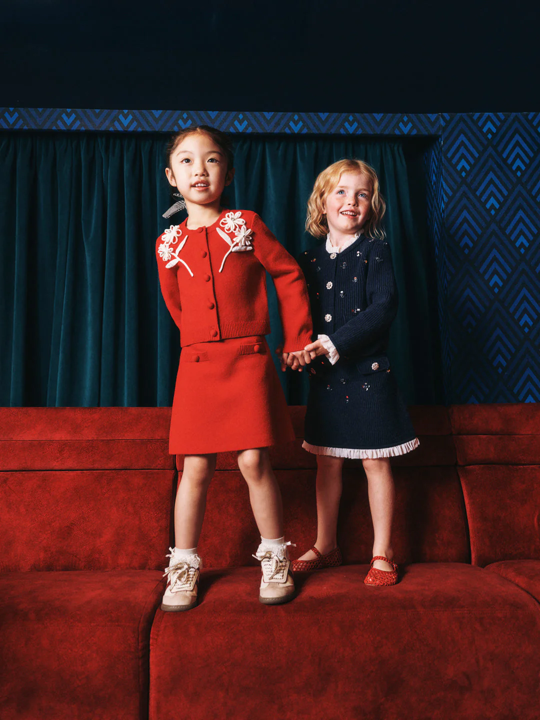 Red Flower Trim Knit Skirt - Image 3