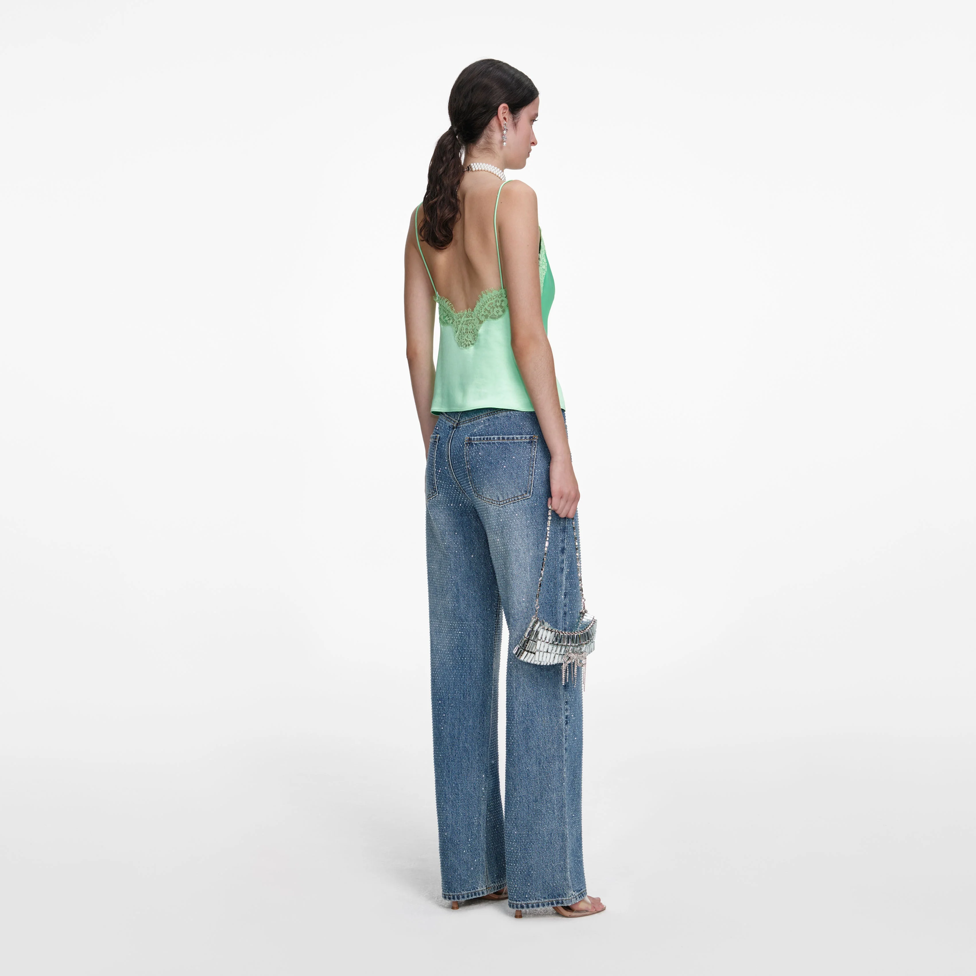 Rhinestone Denim Straight Leg Jeans - Image 3