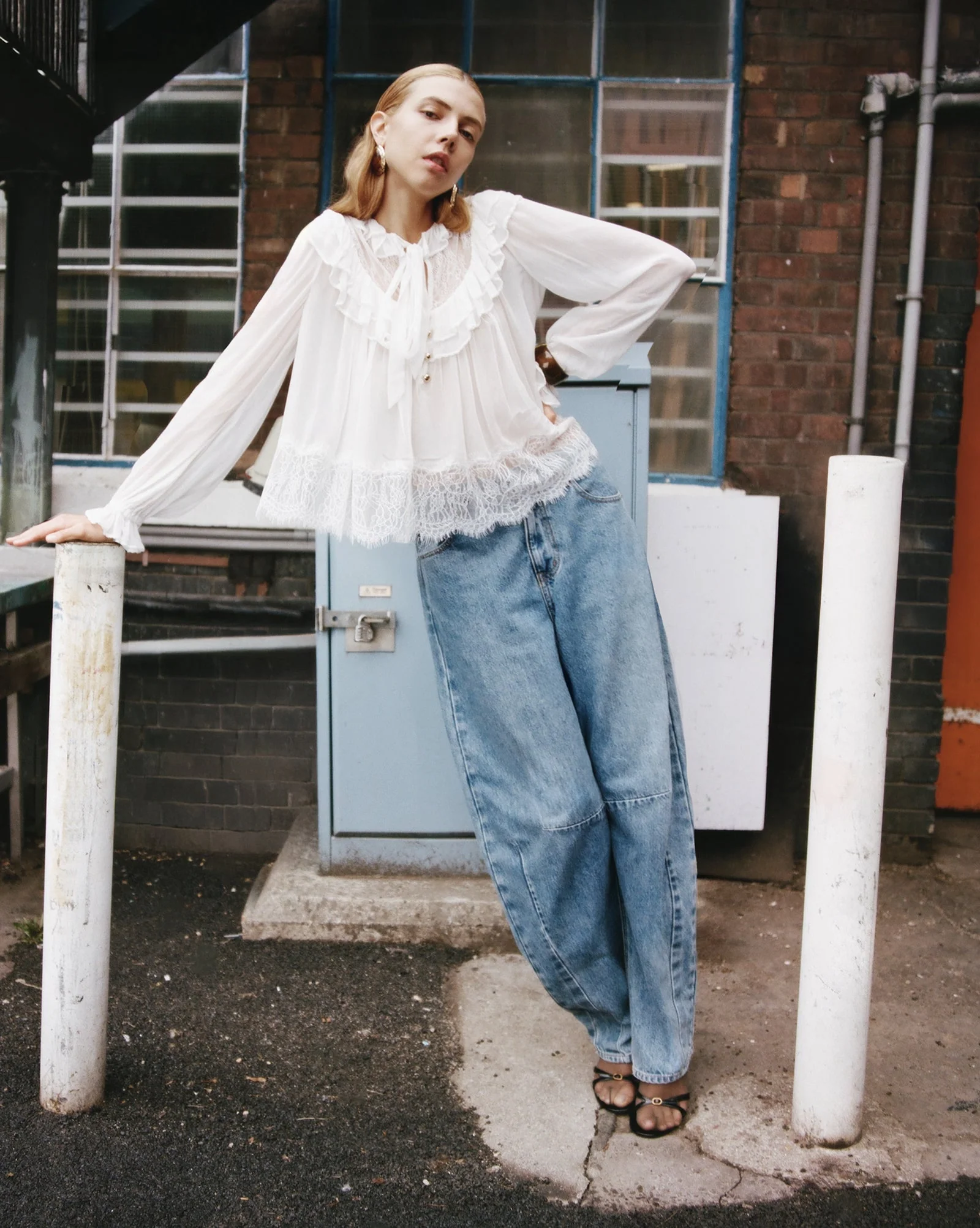 White Georgette Lace Blouse - Image 6