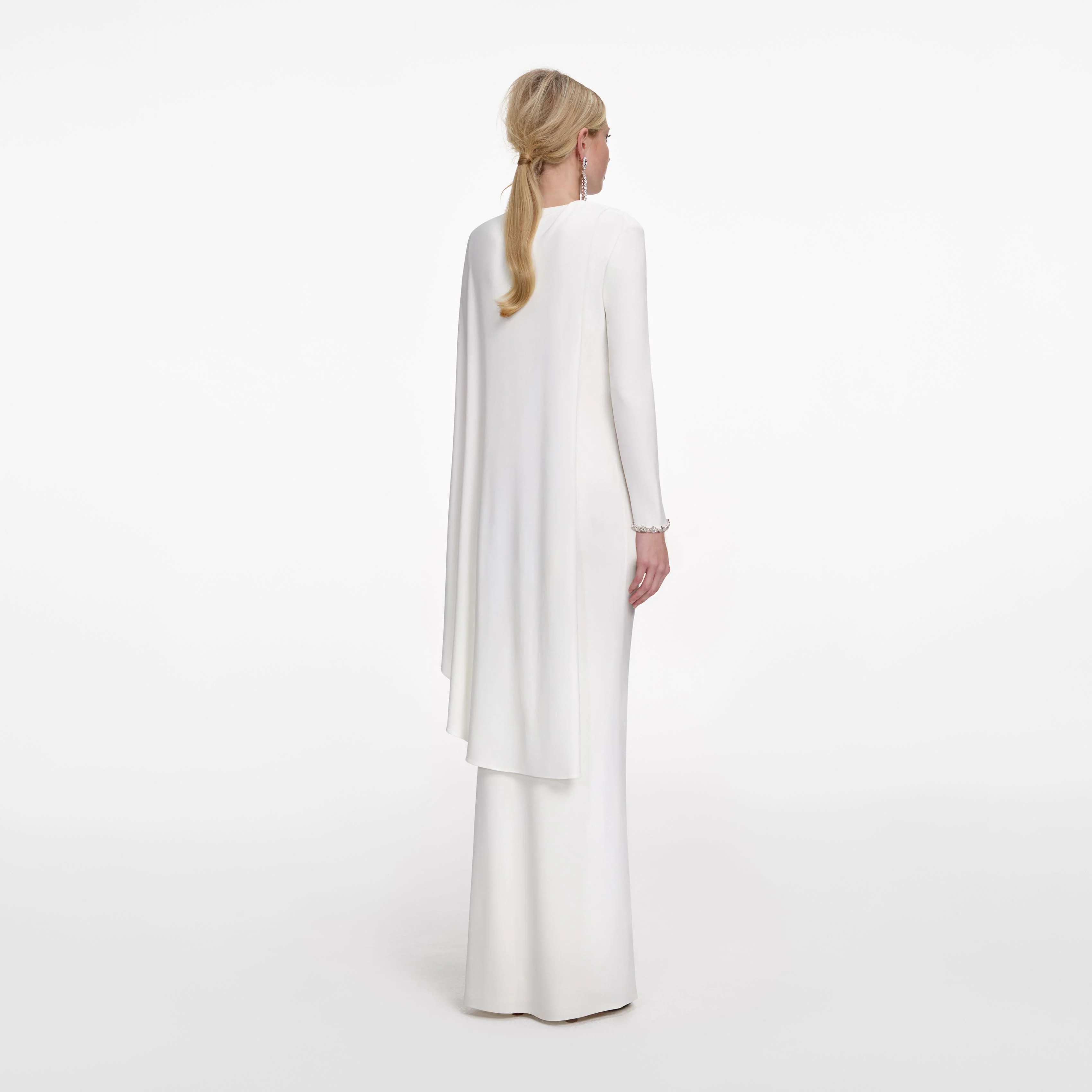 White Jersey Drape Maxi Dress - Image 3