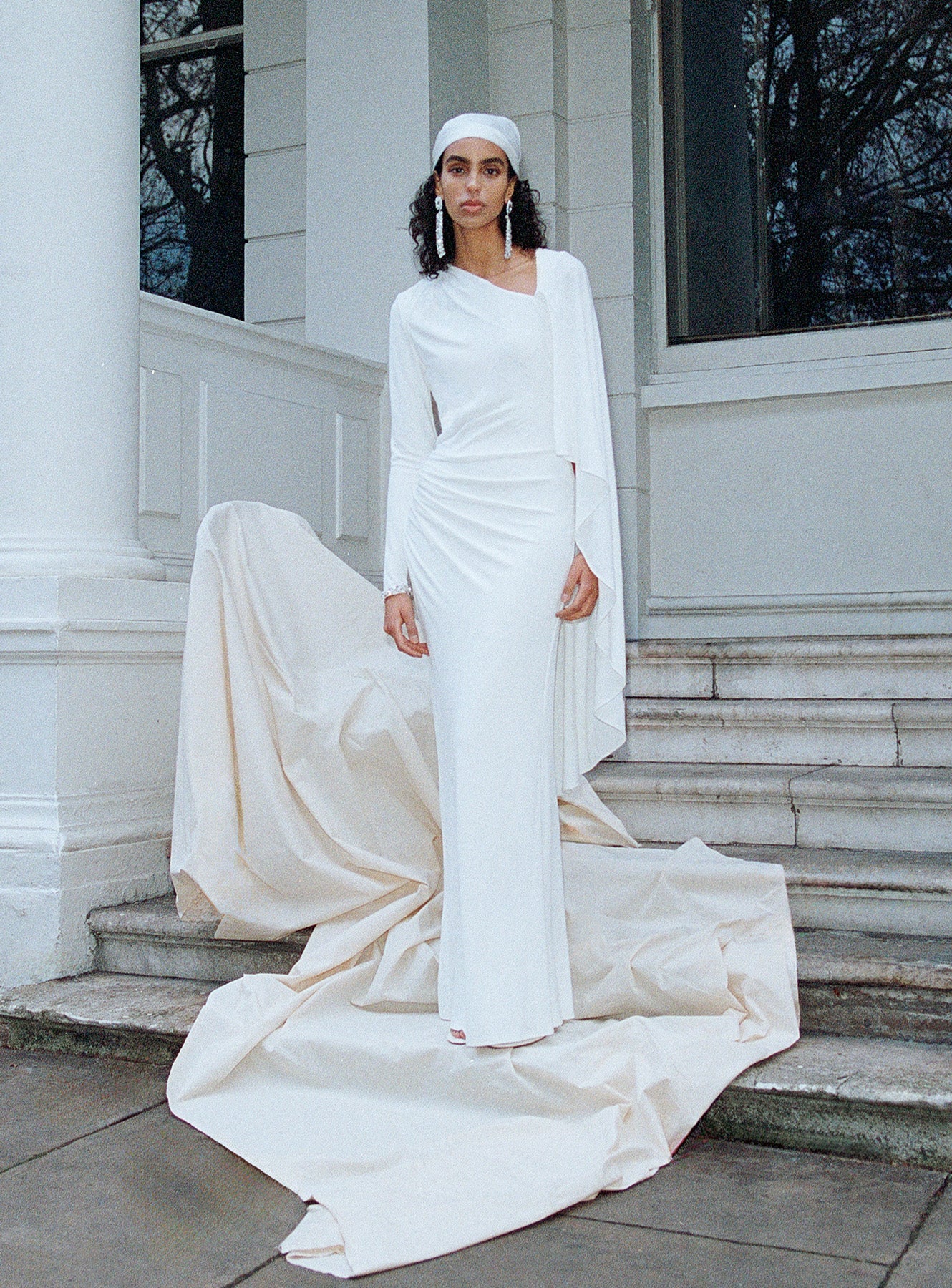 White Jersey Drape Maxi Dress - Image 6