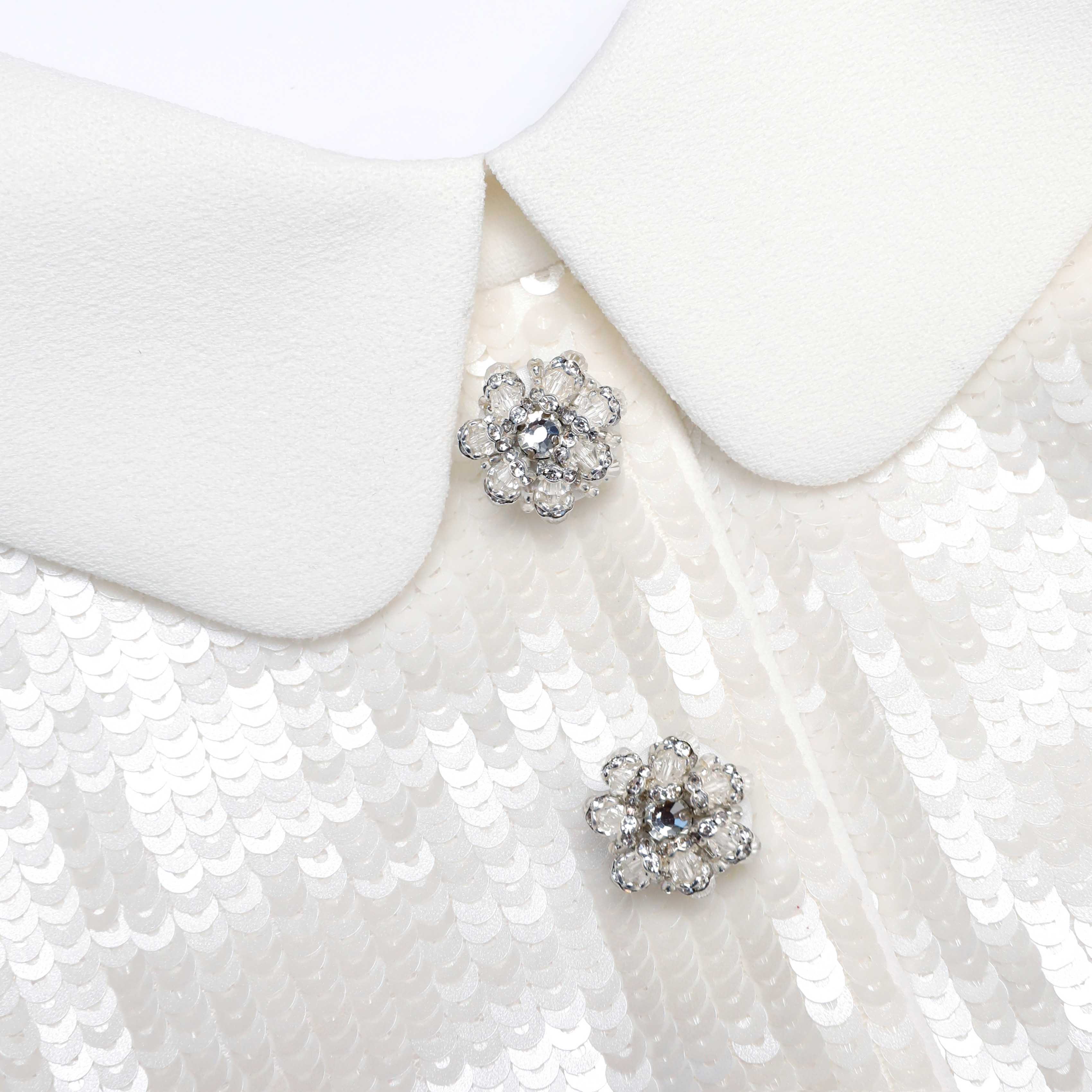 White Sequin Tailored Top - Image 5