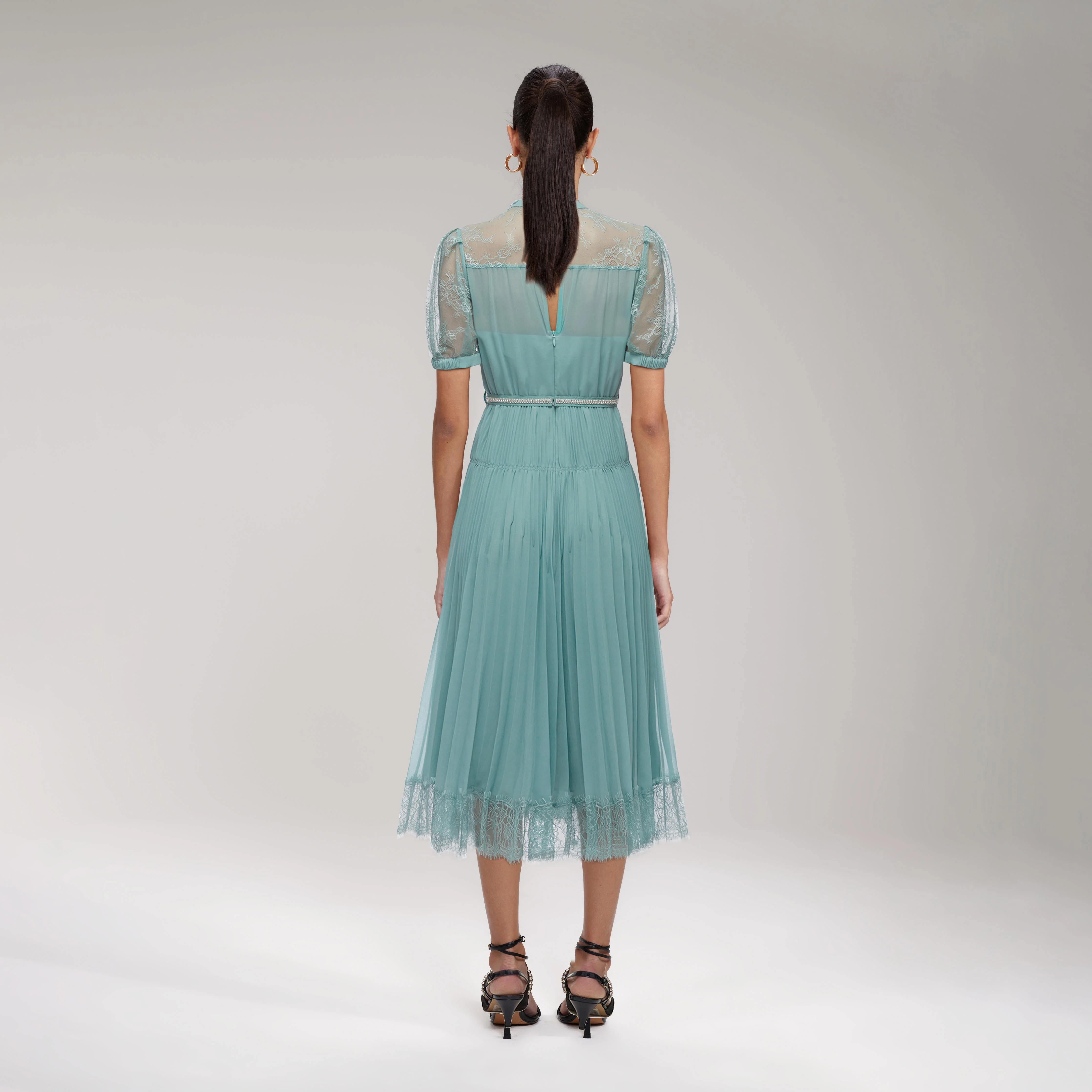 Sage Lace Trim Midi Dress - Image 3