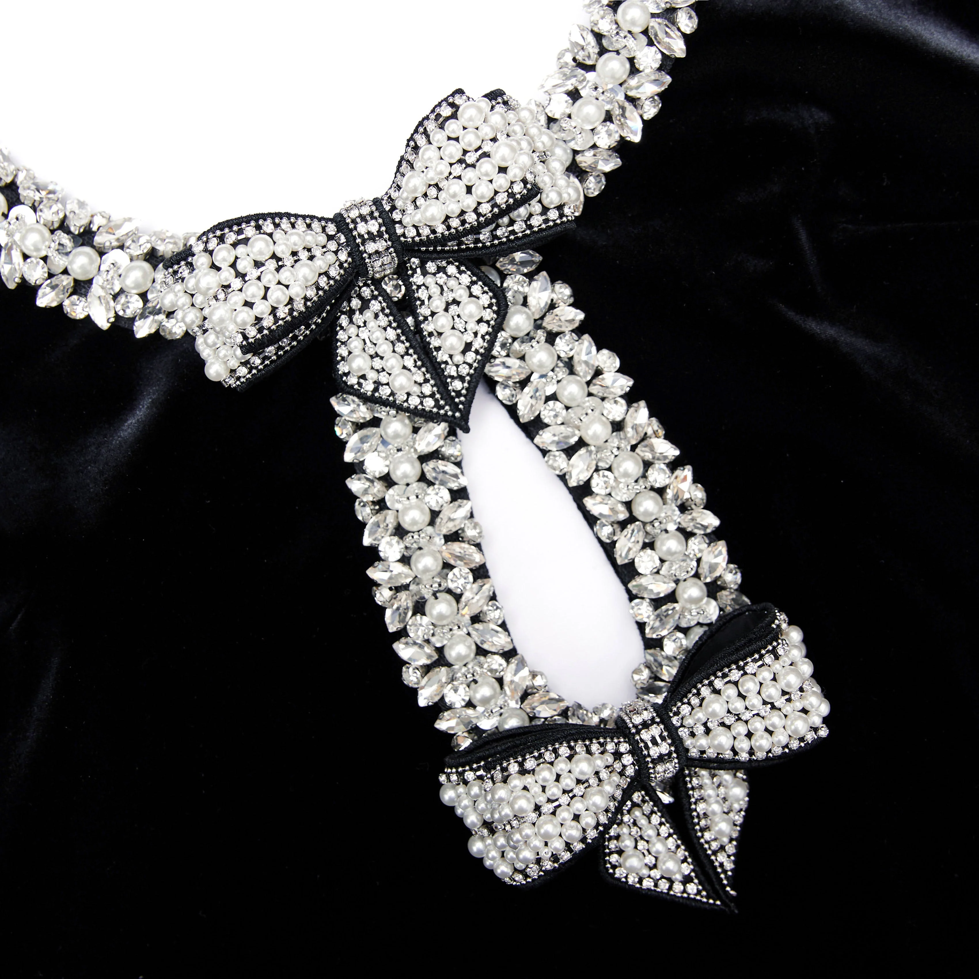 Black Velvet Bow Mini Dress - Image 5