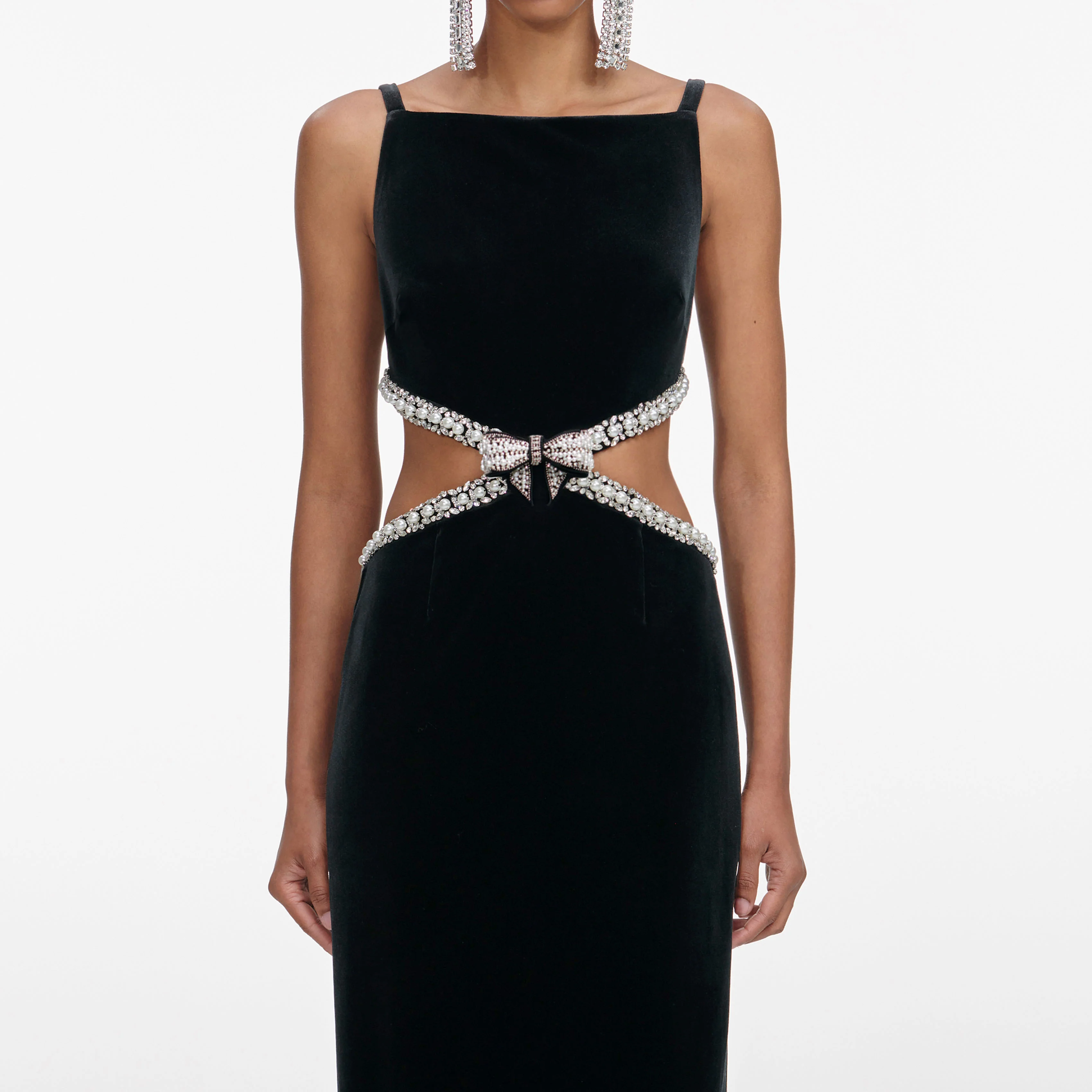 Black Velvet Cut Out Maxi Dress - Image 4