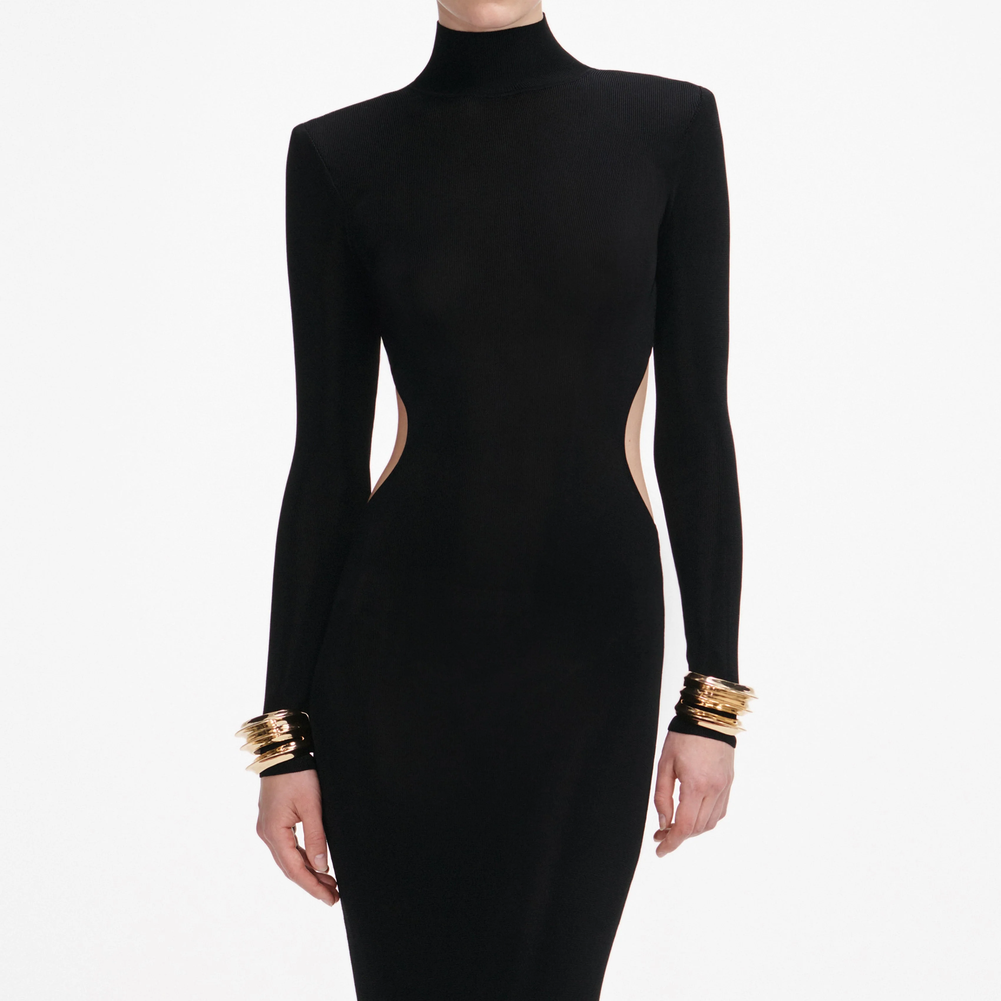 Black Viscose Knit Cut Out Maxi Dress - Image 4