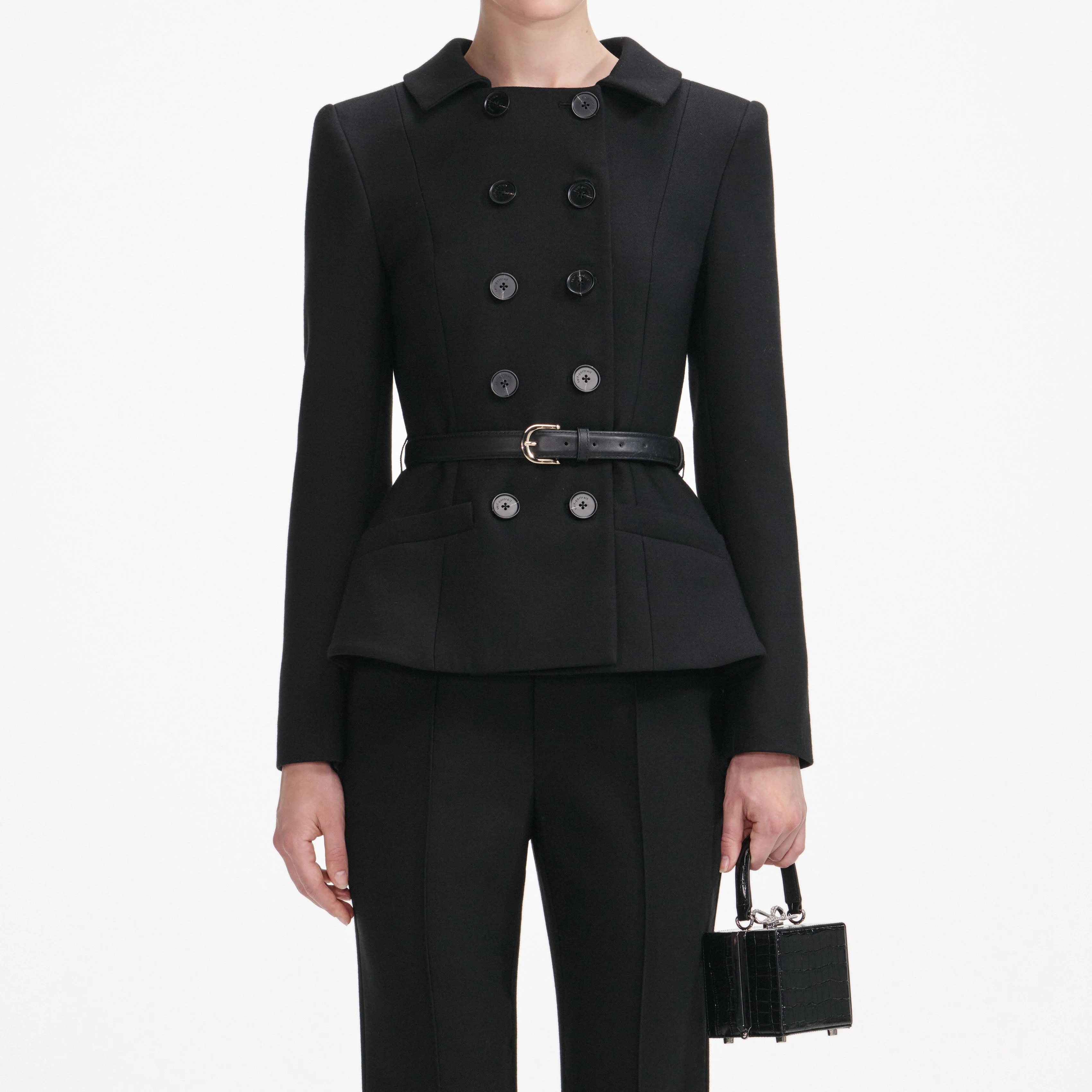 Black Wool Double Breasted Jumpsuit - Image 4