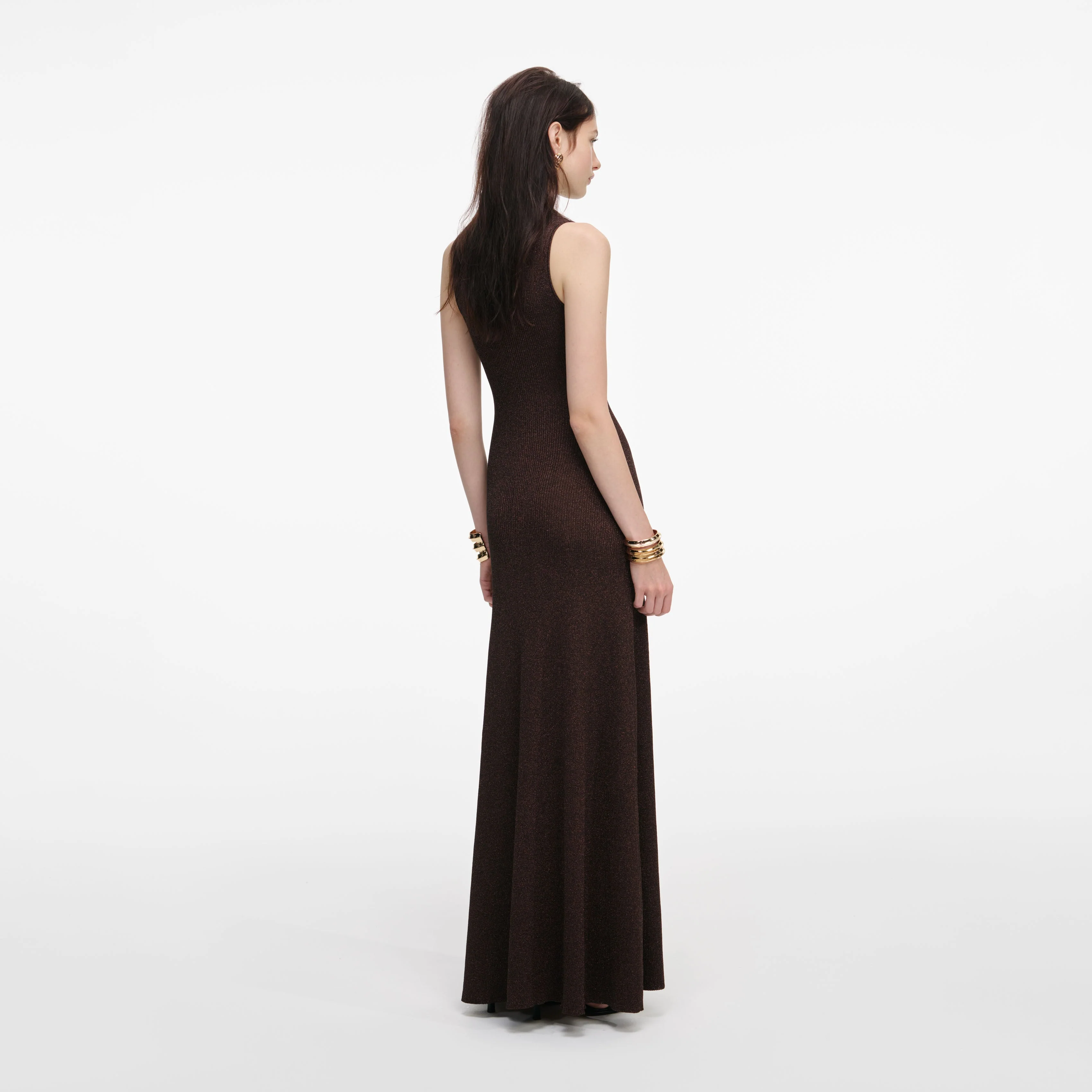 Brown Lurex Knit Maxi Dress - Image 3
