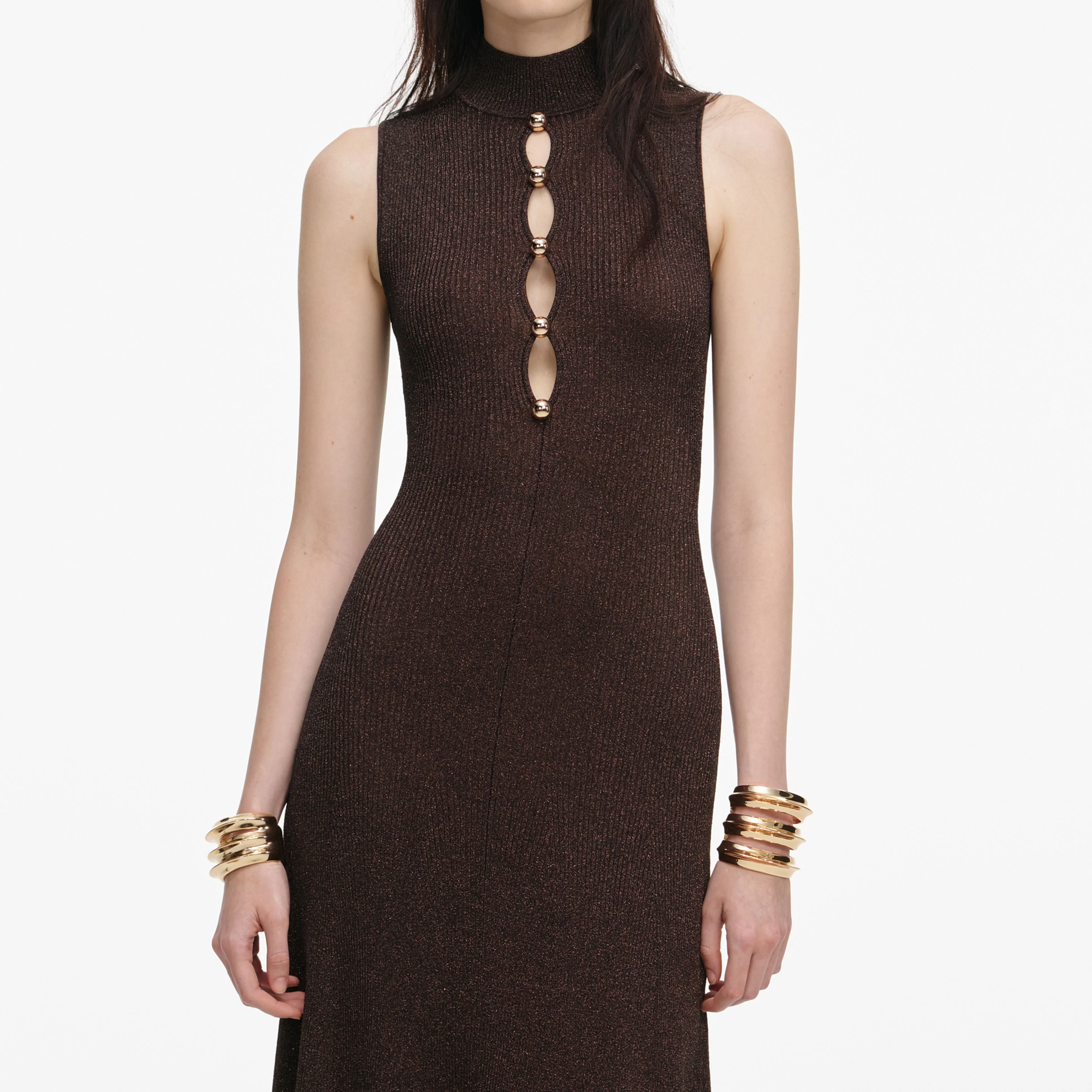 Brown Lurex Knit Maxi Dress - Image 4