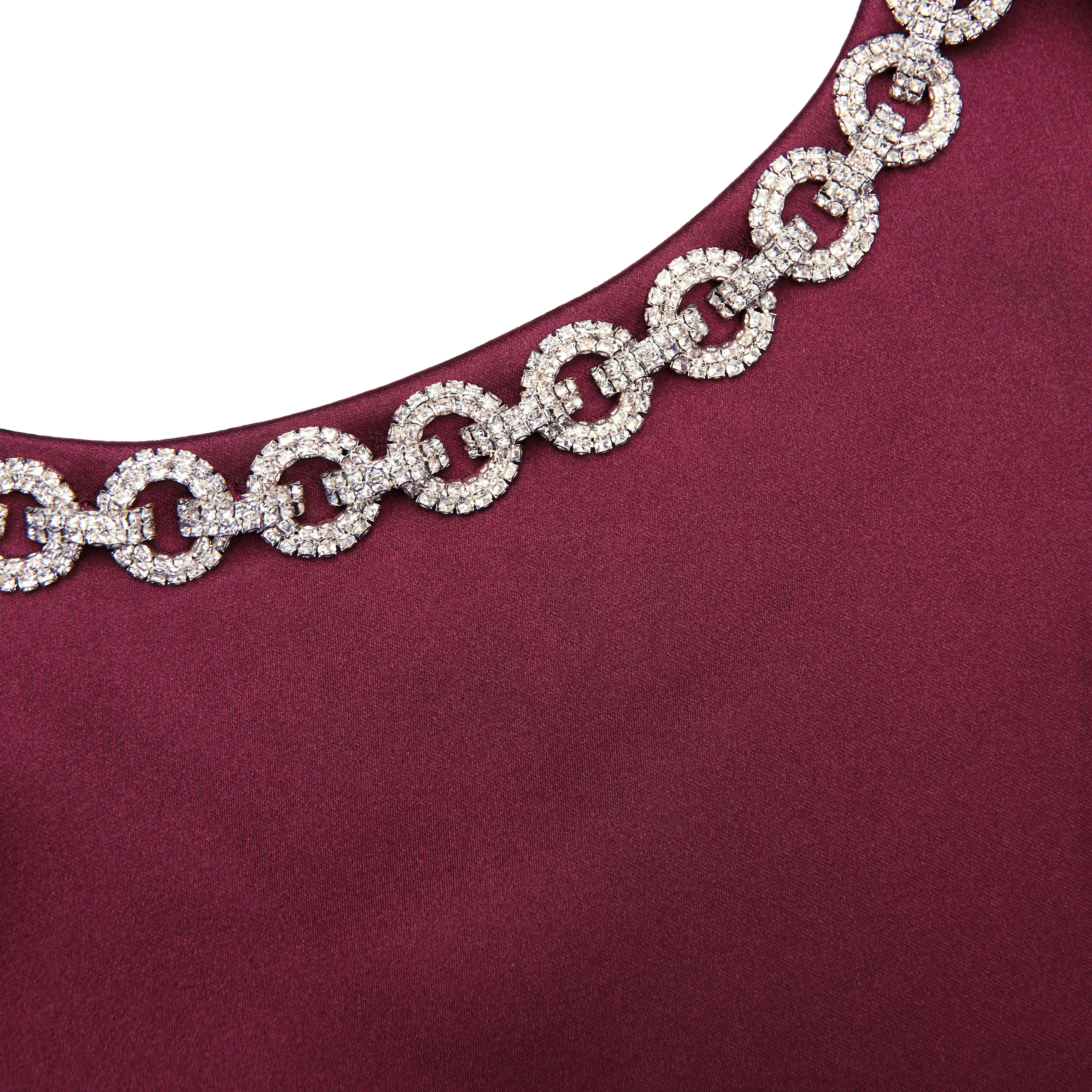 Burgundy Satin Cut Out Mini Dress - Image 5