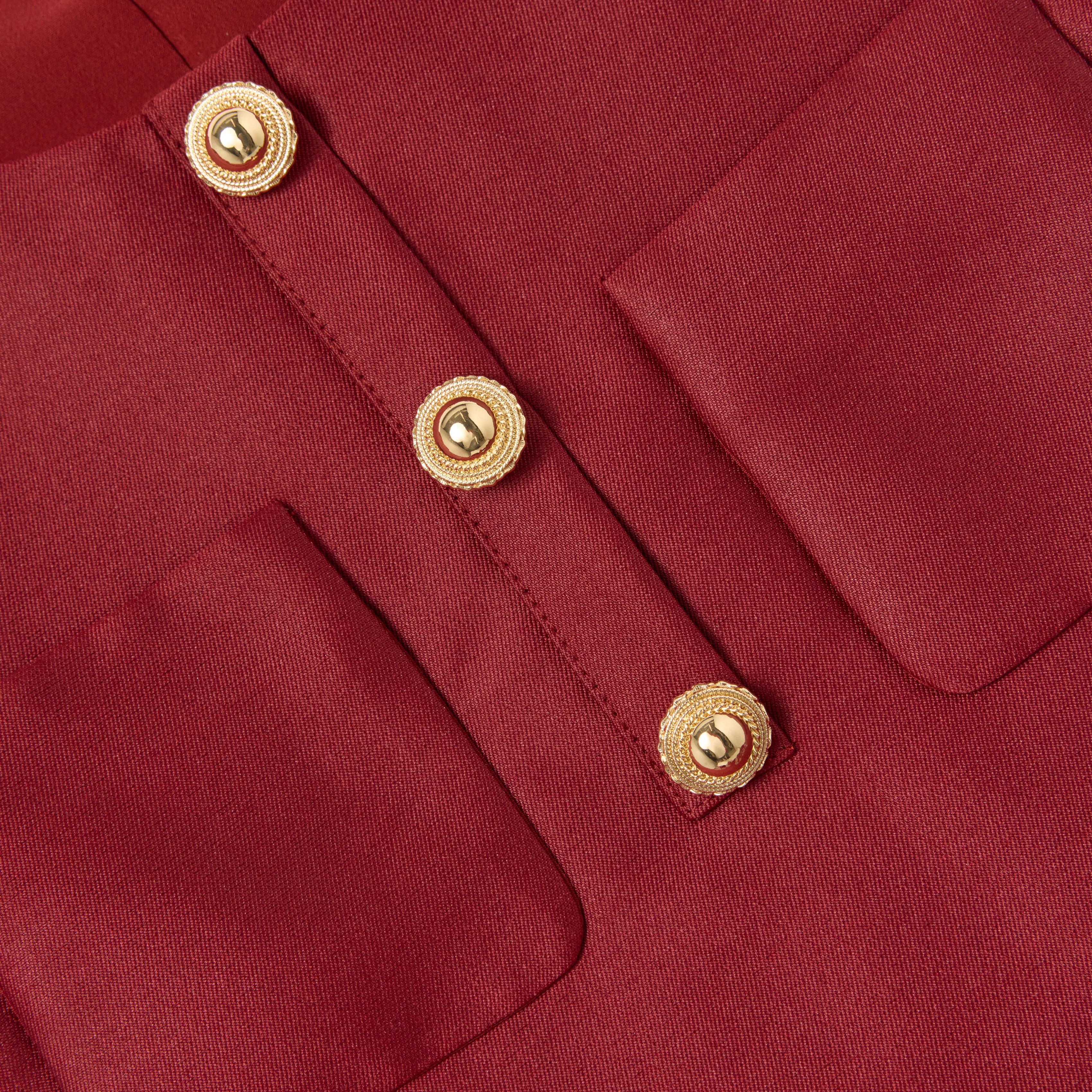 Burgundy Taffeta Short Sleeve Dress - Image 3