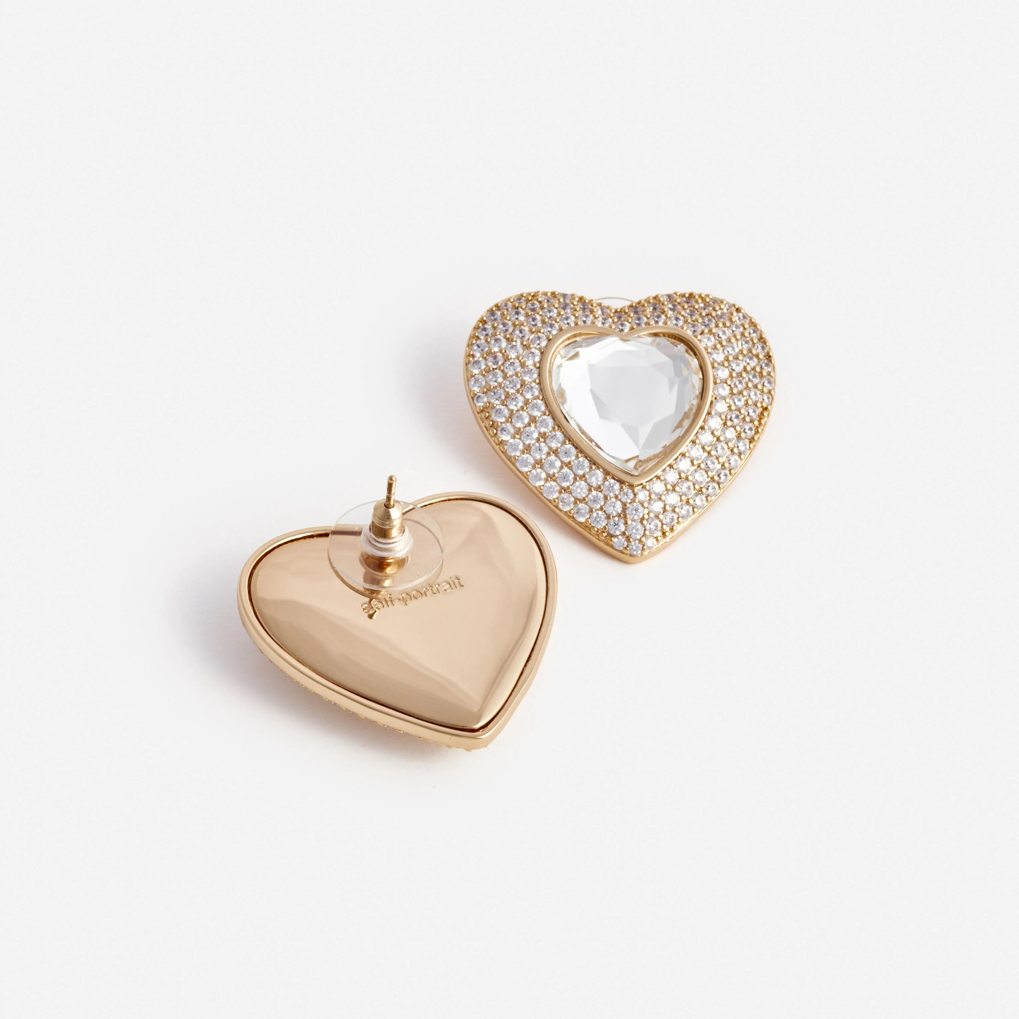 Gold Crystal Heart Earrings - Image 3