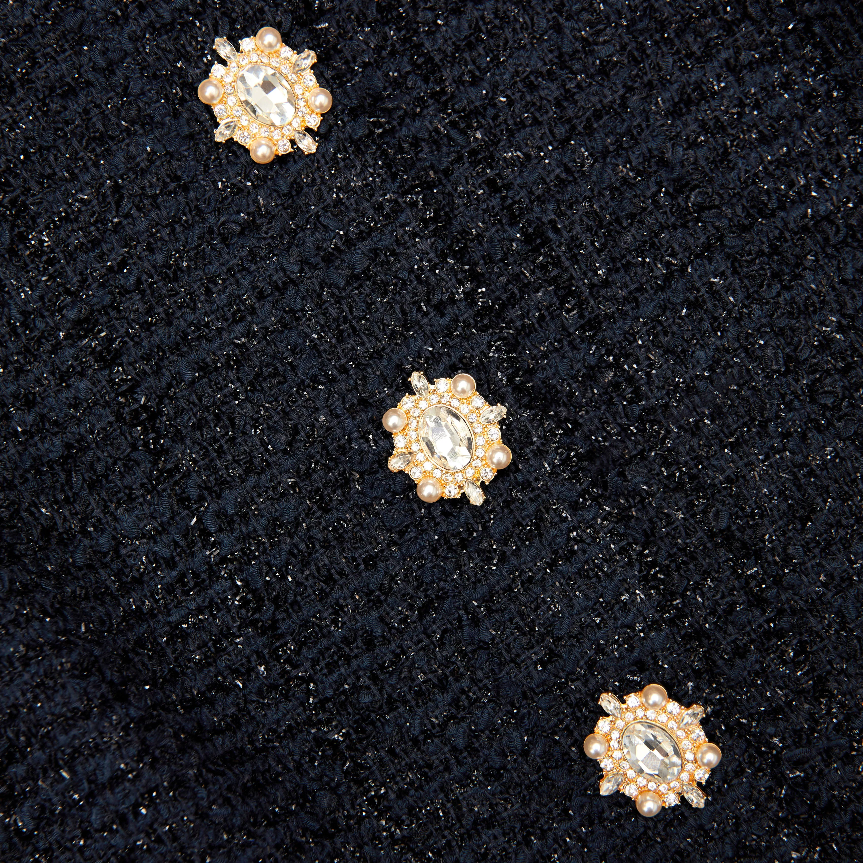 Navy Boucle Mini Dress - Image 5