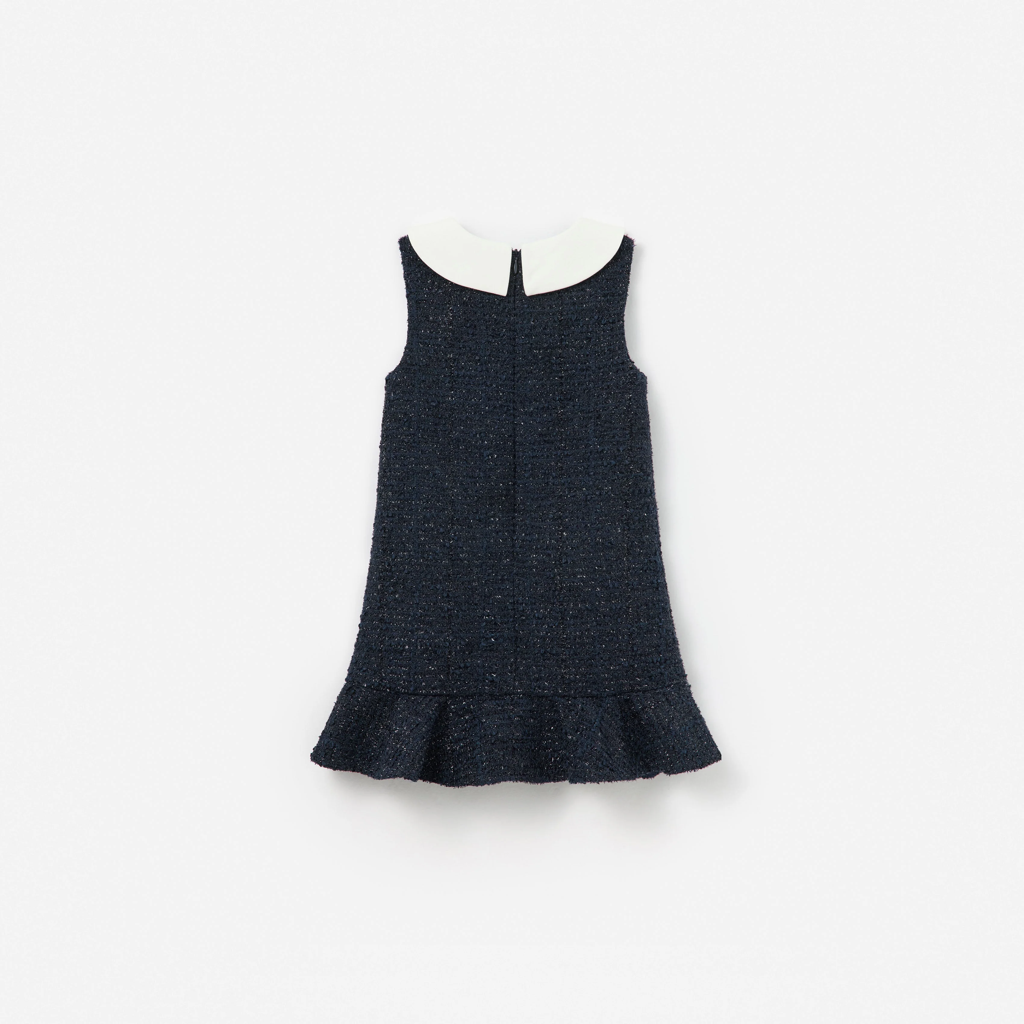 Navy Boucle Sleeveless Dress - Image 2