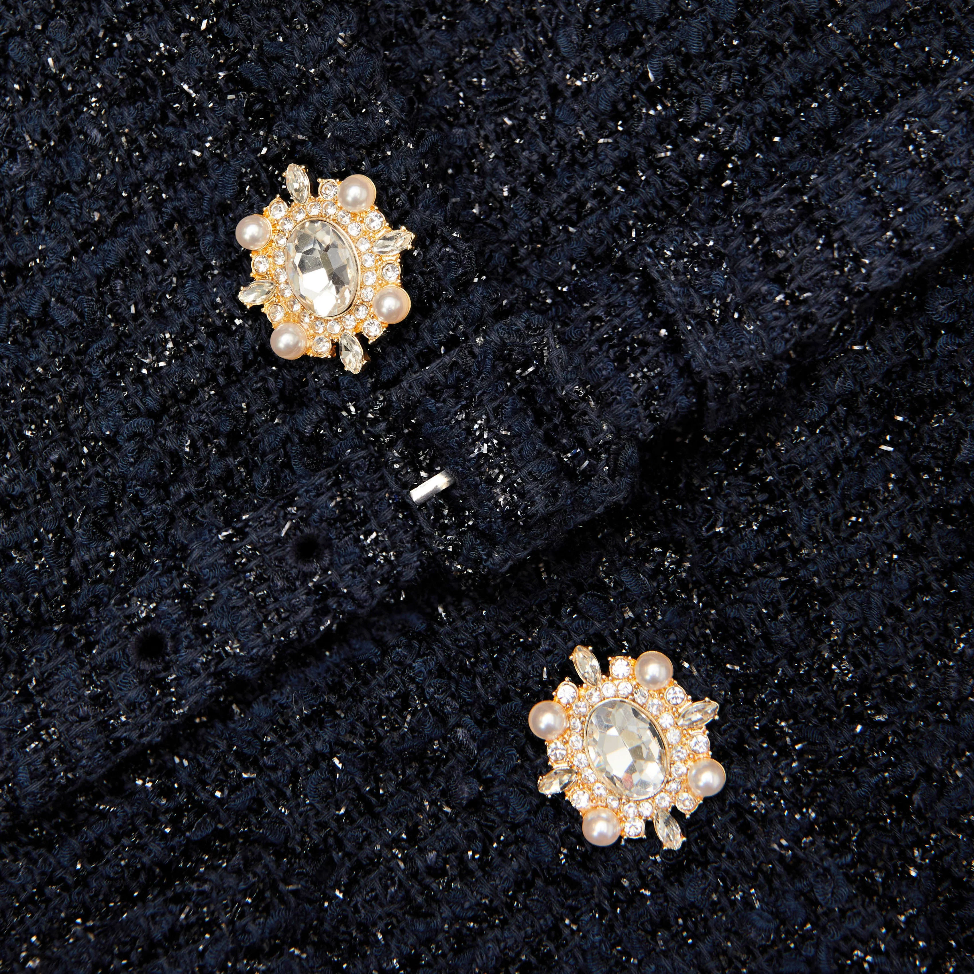 Navy Boucle Tailored Maxi Dress - Image 5