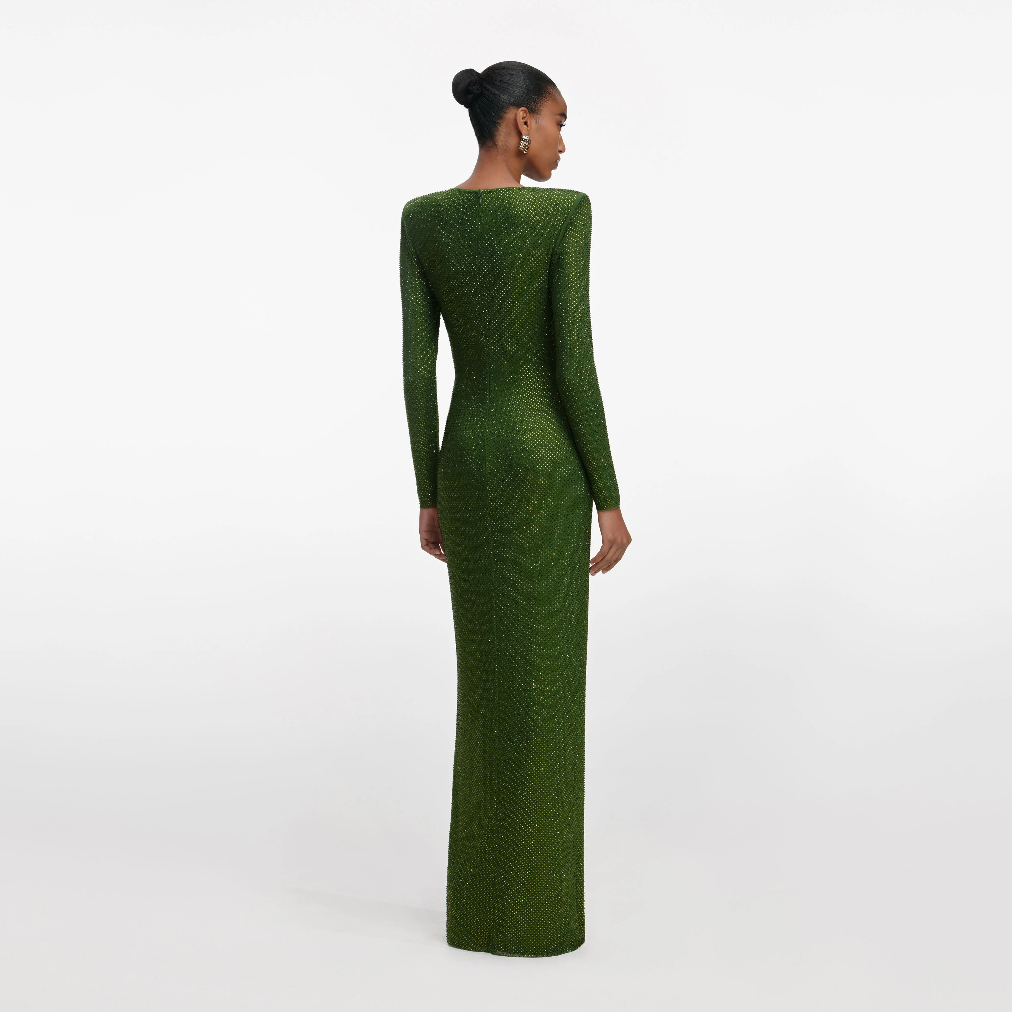 Olive Rhinestone Embellished Maxi Dress - Image 3