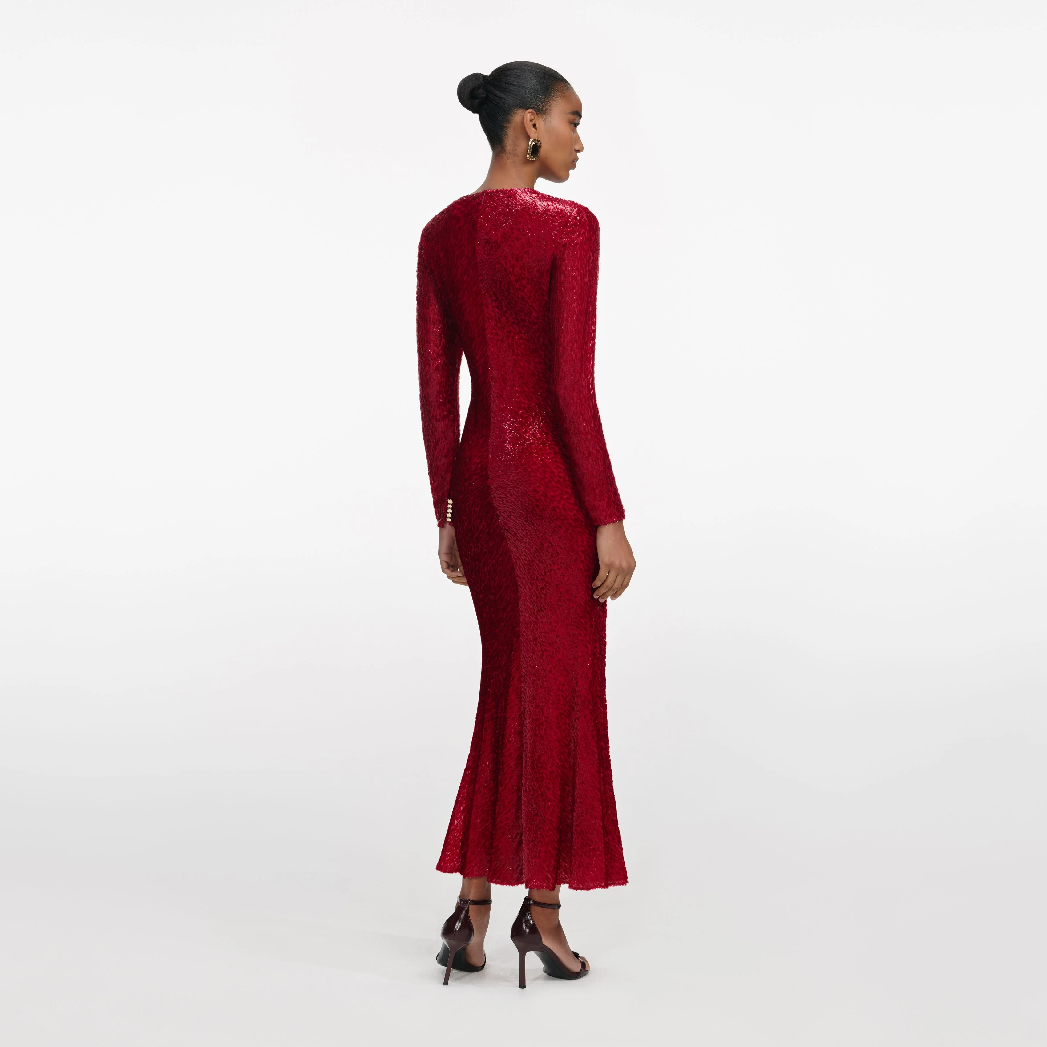 Red Fil Coupe Midi Dress - Image 3