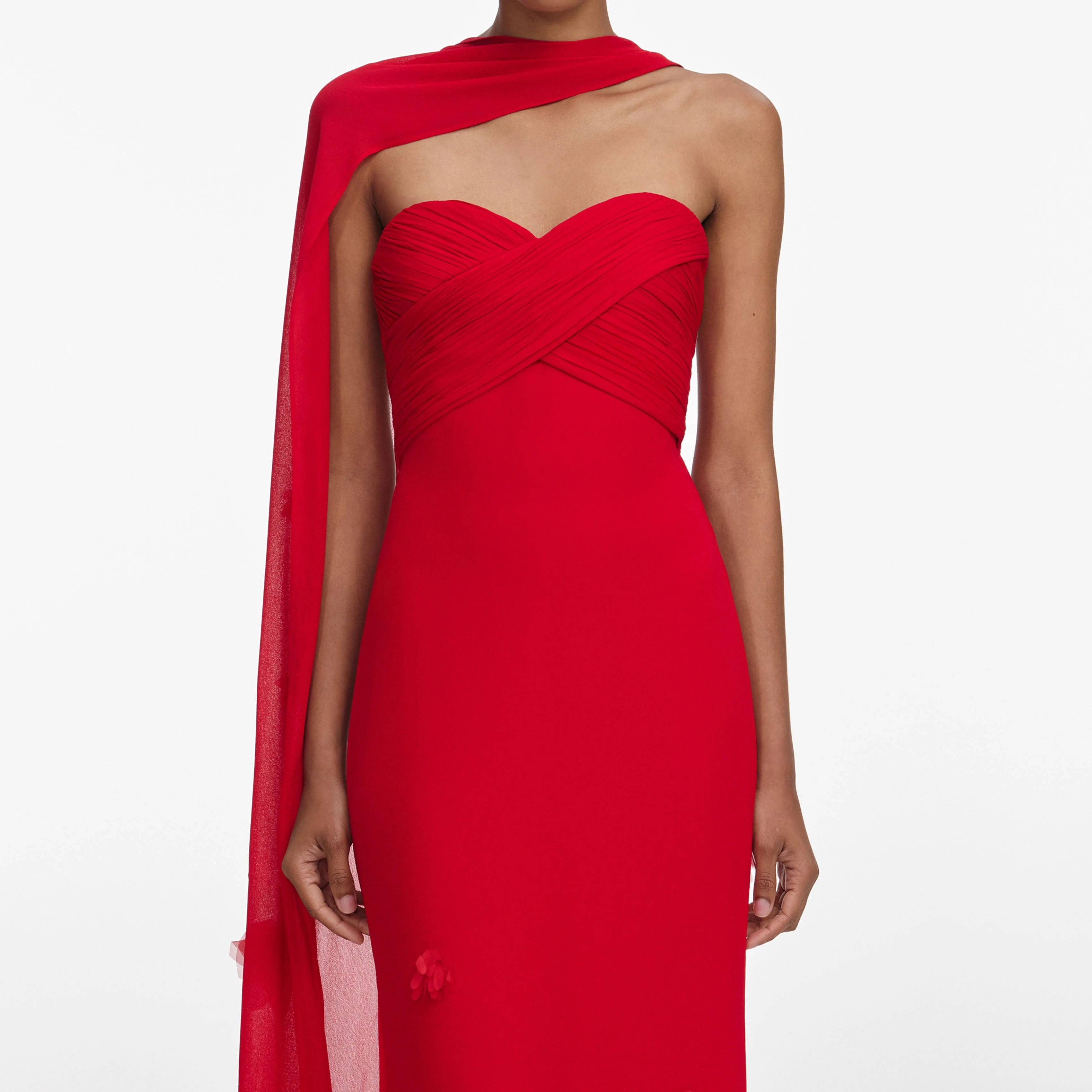 Red Georgette Flower Maxi Dress - Image 4