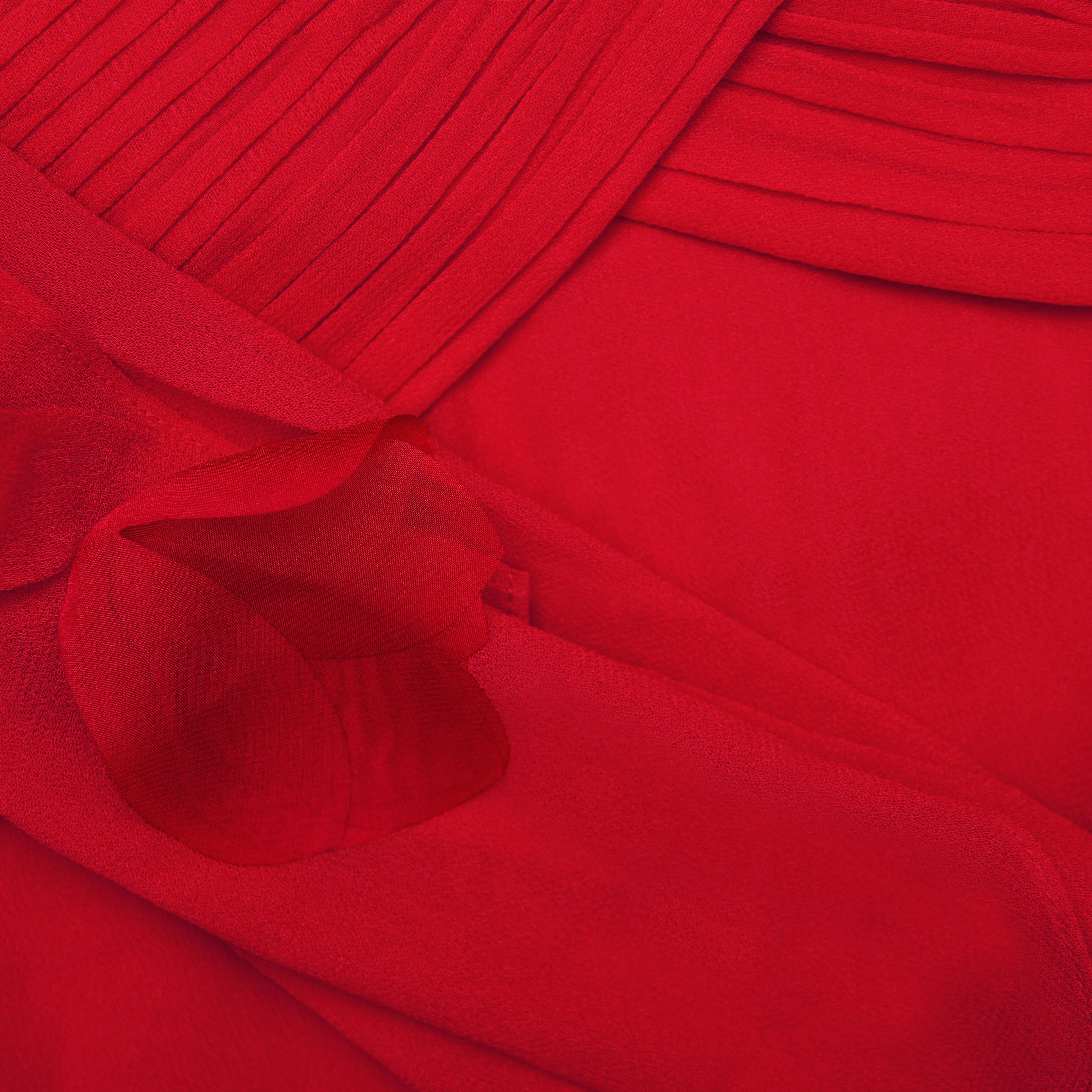 Red Georgette Flower Maxi Dress - Image 5